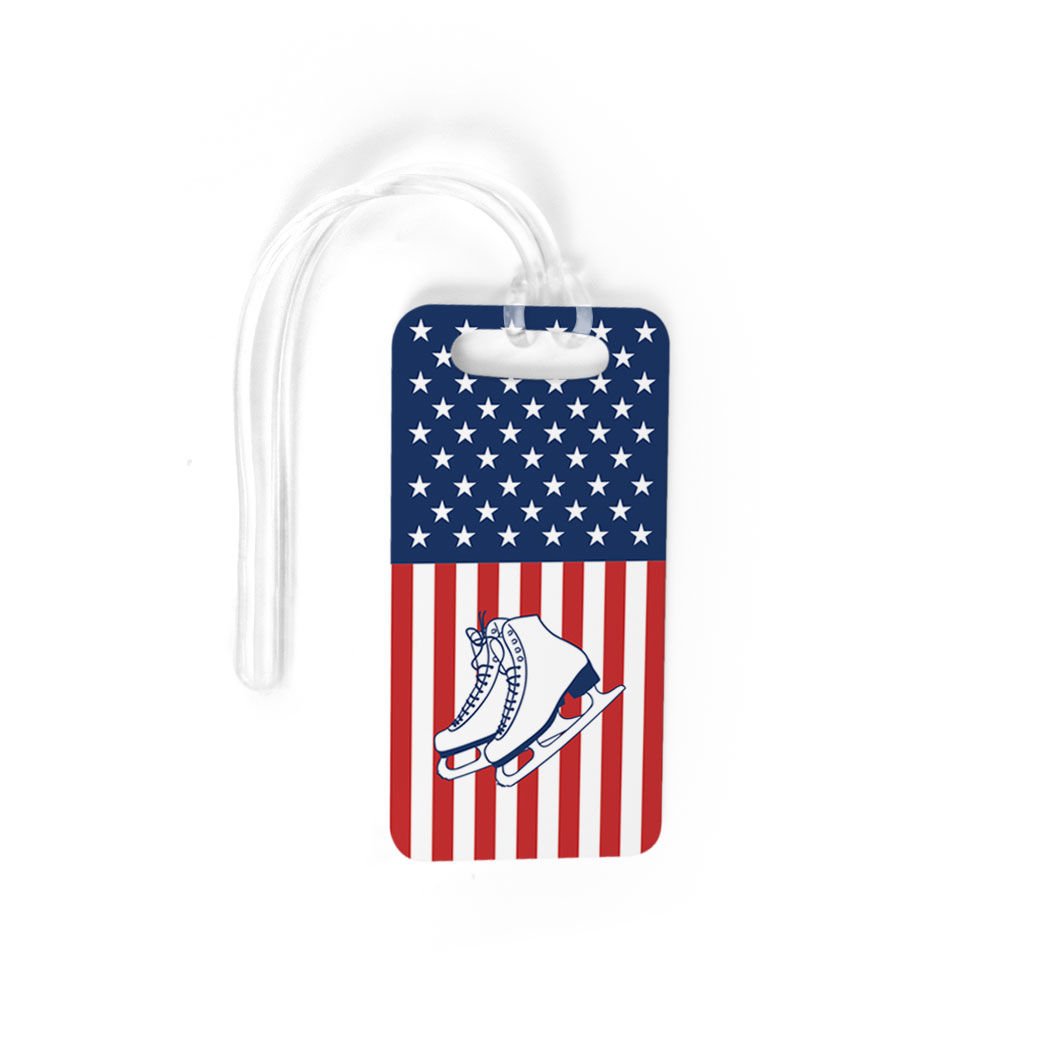 Figure Skating Luggage Tag & Bag Tag for Skaters - USA Figure Skating Accessories - Small Ice Skating Gift for Travel - Perfect for Competitions, Rink Trips & Vacation Packing