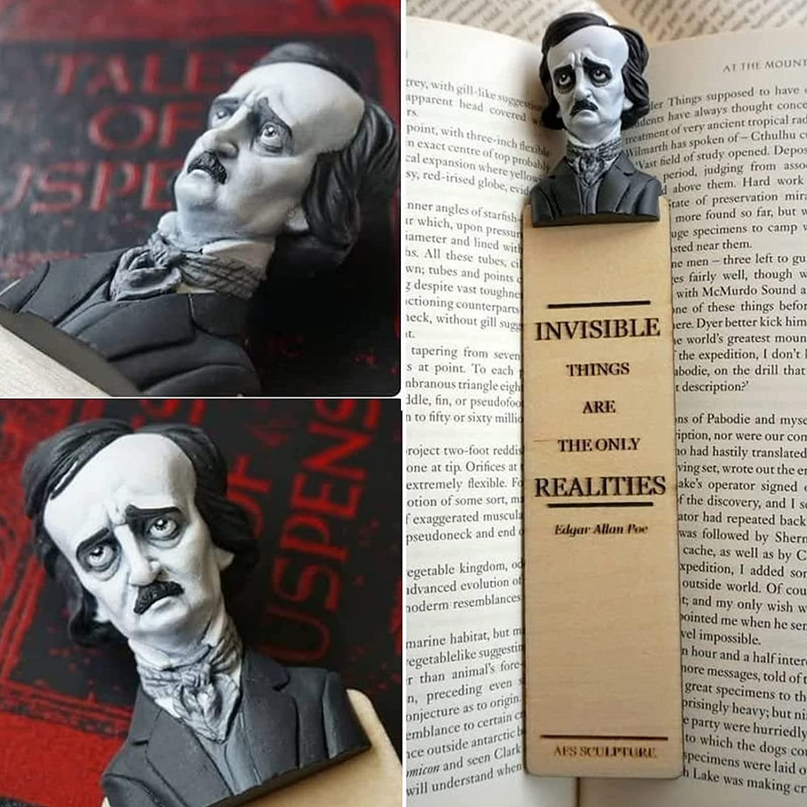 Horror Novel Bookmark Set - Handmade Resin Horror Bookmark for Adults - Unique Horror Gift for Men & Women - Horror Figure Sculpture Bookmark for Book Lovers - Perfect for Halloween, Horror Book Clubs & Gifts for Horror Fans