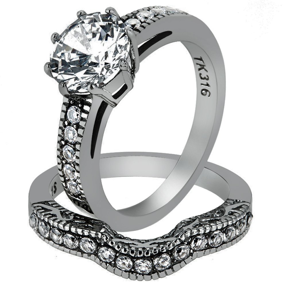 Vintage CZ Wedding Ring Set 2.29ct for Women - Size 5-10, Perfect for Bridal & Anniversary Gifts