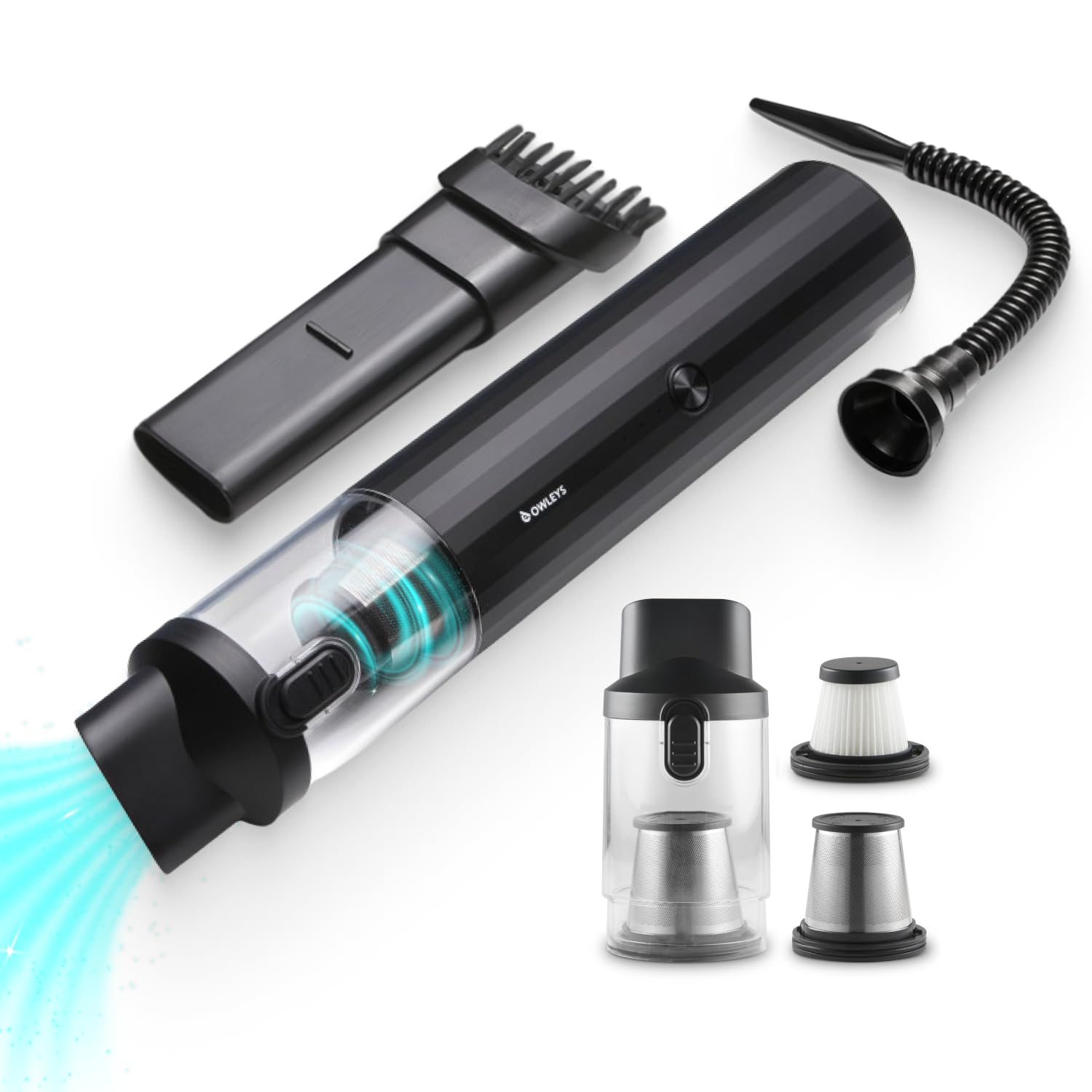 Portable Car Vacuum Cleaner - 12V Cordless Handheld Auto Vacuum for Cars, Trucks & SUVs | Powerful 6000PA Suction | Hard Black | Compact & Lightweight | Ideal for Cleaning Seats, Mats & Tight Spaces