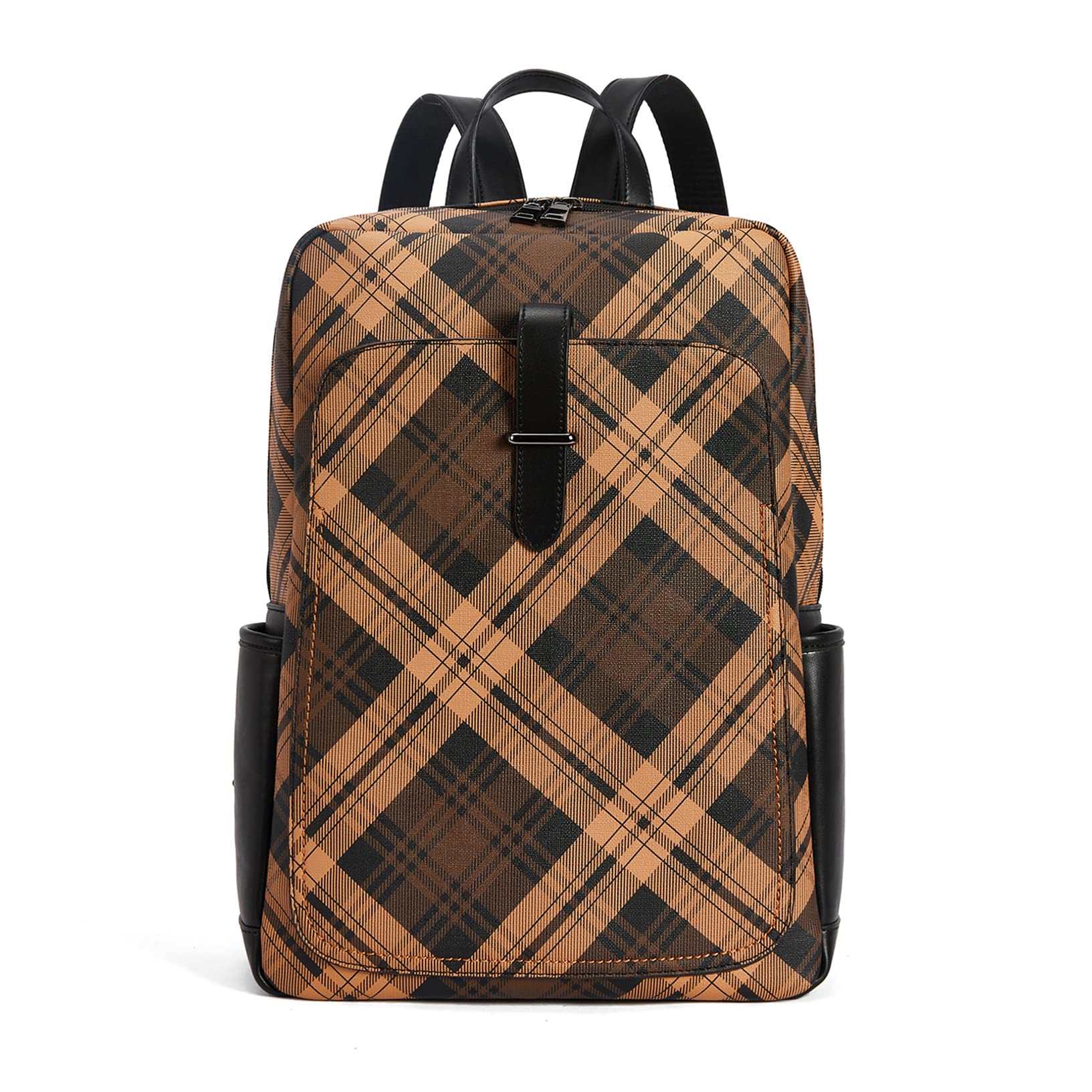 BROMEN Women's Leather Laptop Backpack Purse 15.7 Inch - Stylish College Computer Bag for Work, Travel & Daily Use - Casual Brown Daypack for Professionals & Students