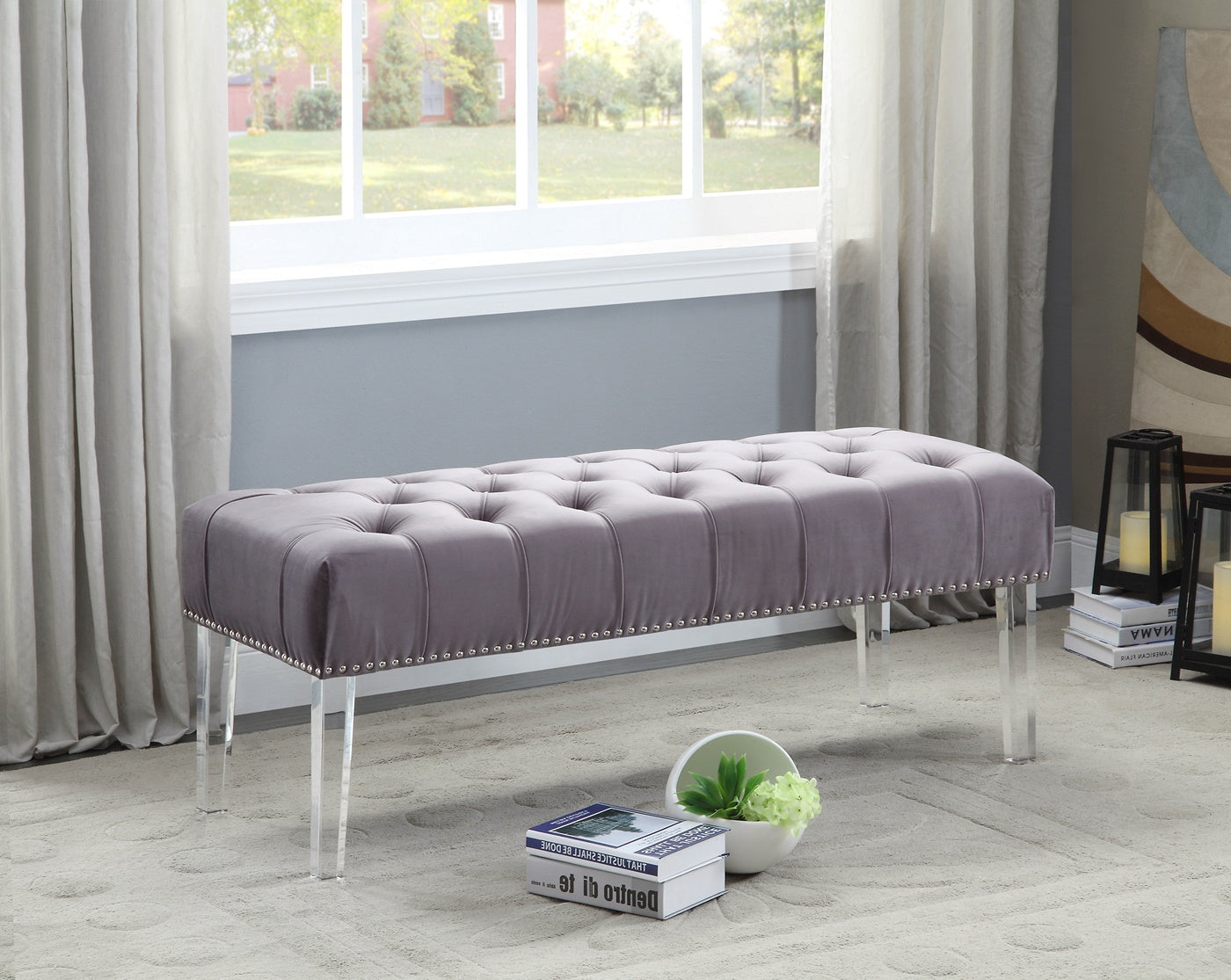 Modern Tufted Bench - Upholstered Storage Ottoman with Button Tufting, Perfect for Bedroom, Living Room & Entryway - Stylish and Functional Home Decor