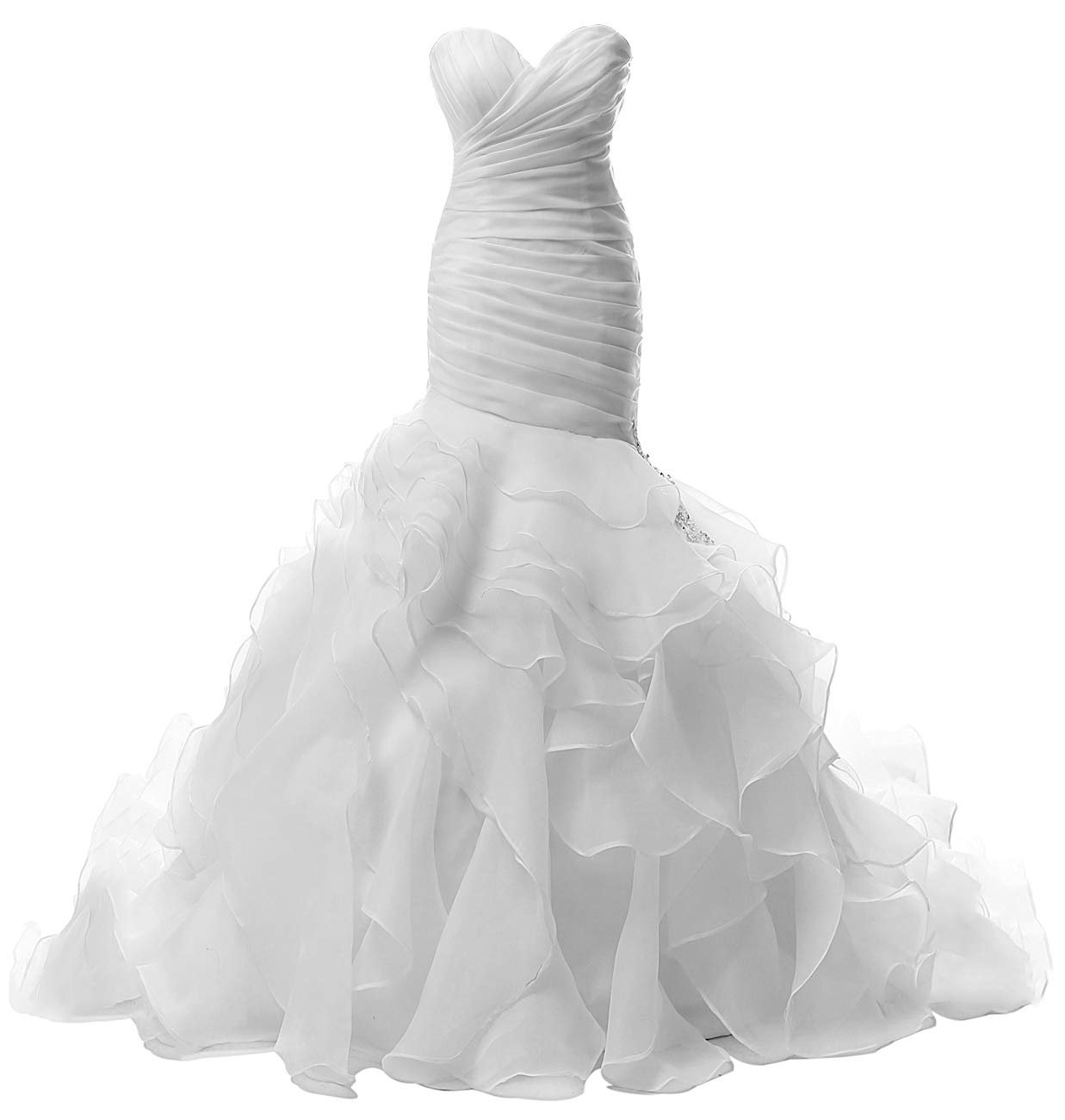JAEDEN Elegant Mermaid Wedding Dress with Ruffles & Pleats - Trumpet Style Bridal Gown for Beach, Church, and Formal Weddings