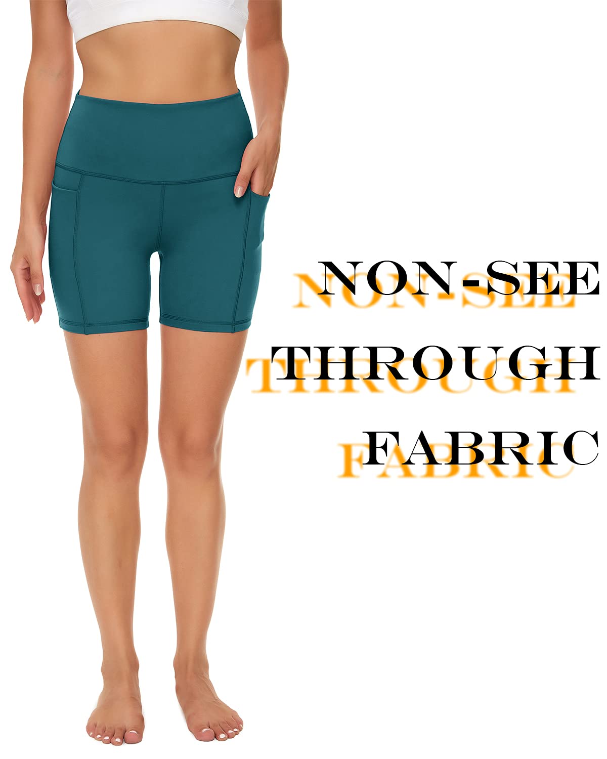 HIAMIGOS Women's High Waisted Yoga Shorts with Pockets - Non See Through Workout Shorts for Gym, Running, Cycling | Comfortable & Breathable for Yoga, Pilates, HIIT Training