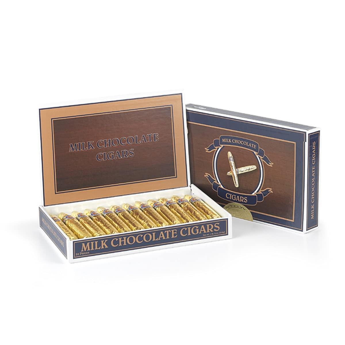 Premium Solid Milk Chocolate Cigars - 24oz Gold Wrapped Box - Made in USA - Gourmet Gift for Birthdays, Weddings & Corporate Events