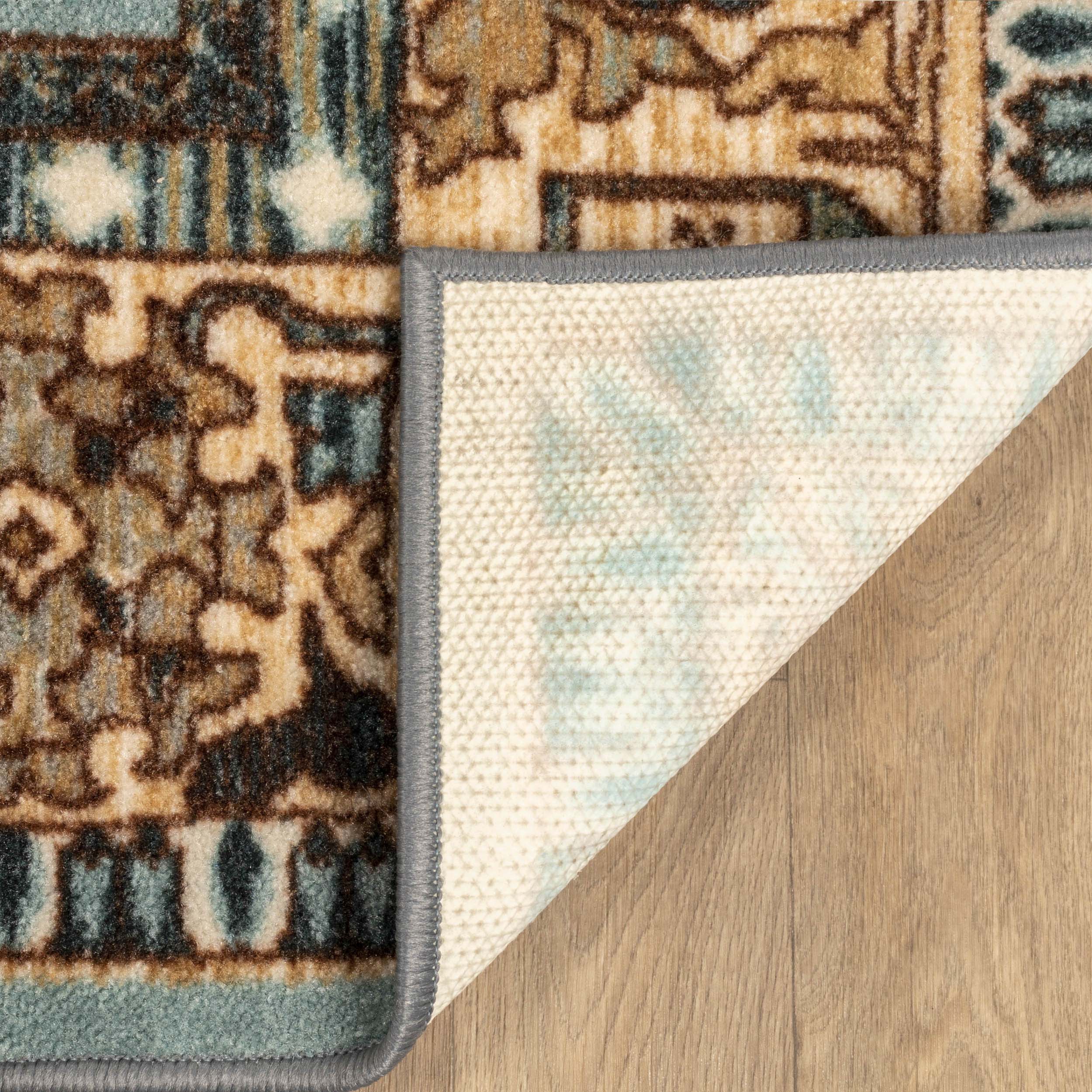 Aviva Non-Slip Floral Medallion Washable Area Rug - Non-Skid Indoor Runner for Living Room, Bedroom & Entryway