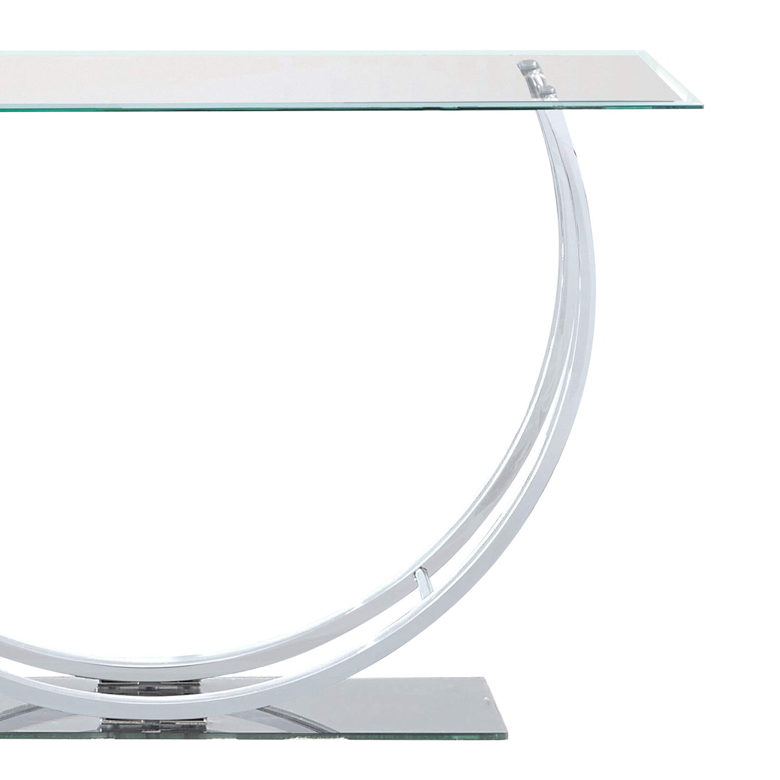 Benjara Contemporary U-Shaped Glass Sofa Table in Silver - Perfect for Living Room, Lounge, or Office Decor