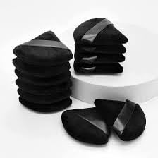 6Pcs Triangle Powder Puff Set - Soft Velour Makeup Sponge for Loose & Mineral Powder - Foundation & Wet/Dry Application - Perfect for Travel & Professional Makeup (Black)