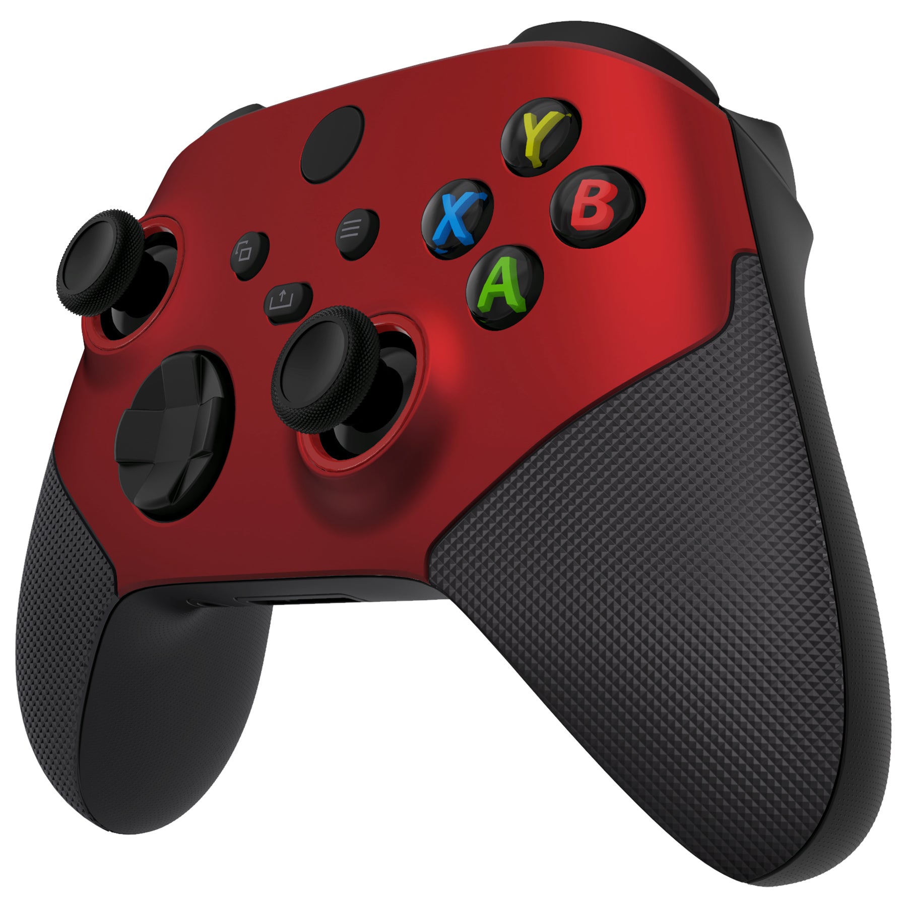 eXtremeRate ASR Performance Rubberized Grip Front Housing Shell with Accent Rings for Xbox Series X & S Controller - Scarlet Red & Black | Enhanced Gaming Comfort for Long Play Sessions
