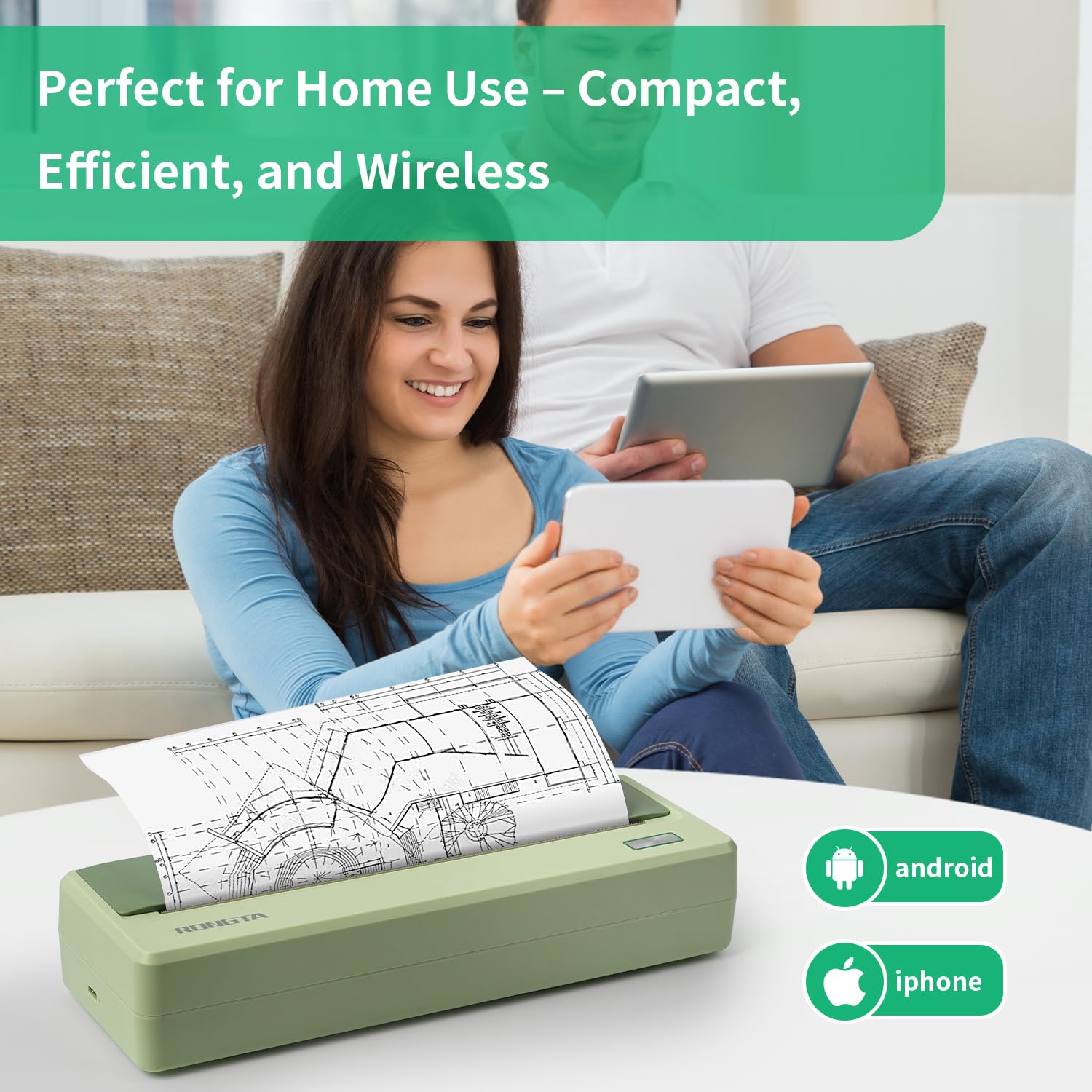 Rongta Portable Bluetooth Thermal Printer - Compact 8.5