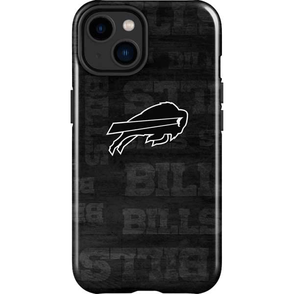 Skinit Impact Phone Case for iPhone 15 Plus - Officially Licensed NFL Buffalo Bills Black & White Design | Durable Protection for Football Fans & Game Days