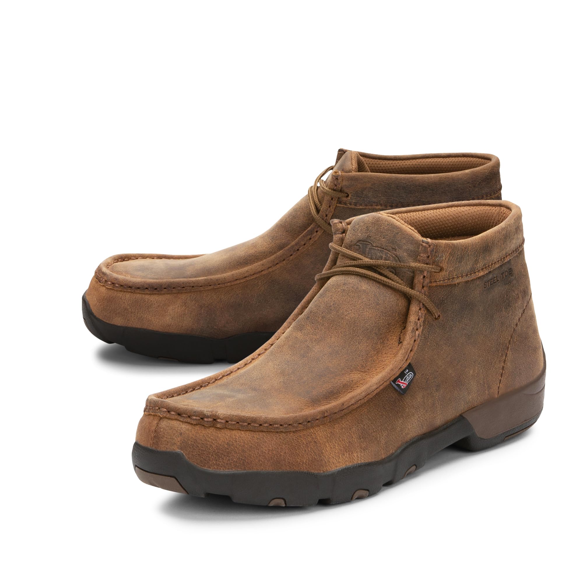 Justin Cappie Men's Steel Toe Work Boots - Premium Full-Grain Leather Moc Toe Chukka Boots with Oil & Slip Resistant Outsole, EH Safety Rated | Durable Construction for Construction, Warehouse & Industrial Work