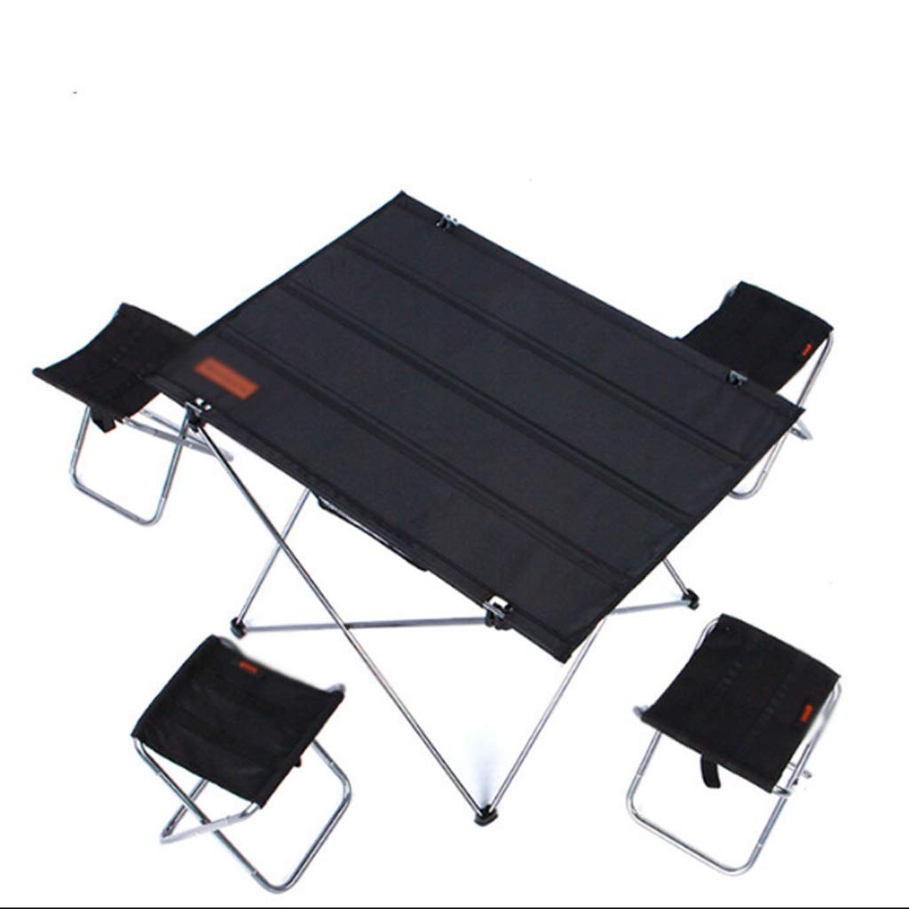 Fevilady Large Black Collapsible Aluminum Camping Table - Portable Foldable Outdoor Picnic & Fishing Table for Camping, Beach, BBQ, Tailgating, and Outdoor Dining