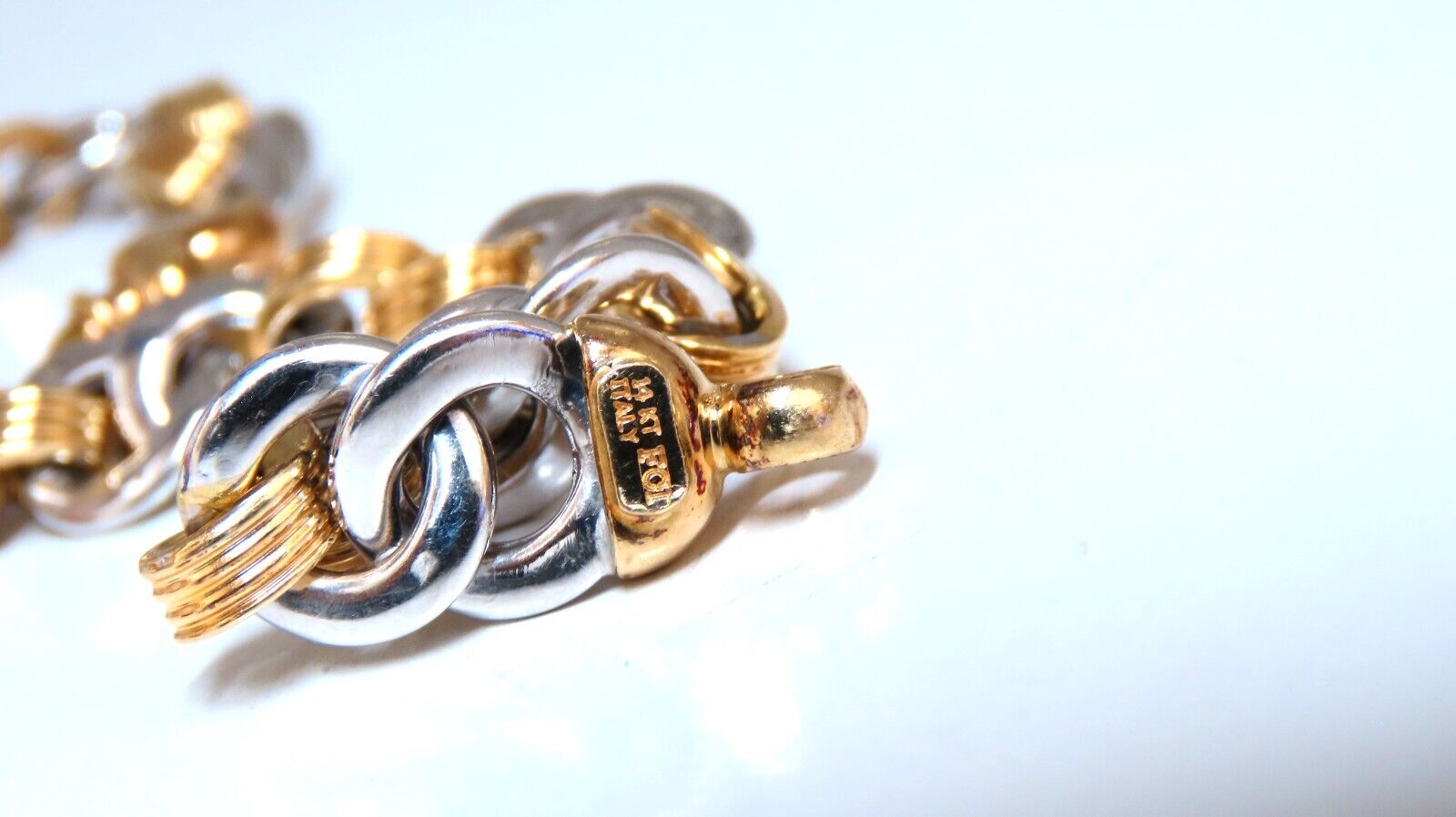 14kt Gold Two-Tone Chain Link Loop Bracelet for Women - Elegant Stackable Jewelry Gift for Birthday, Anniversary & Everyday Wear