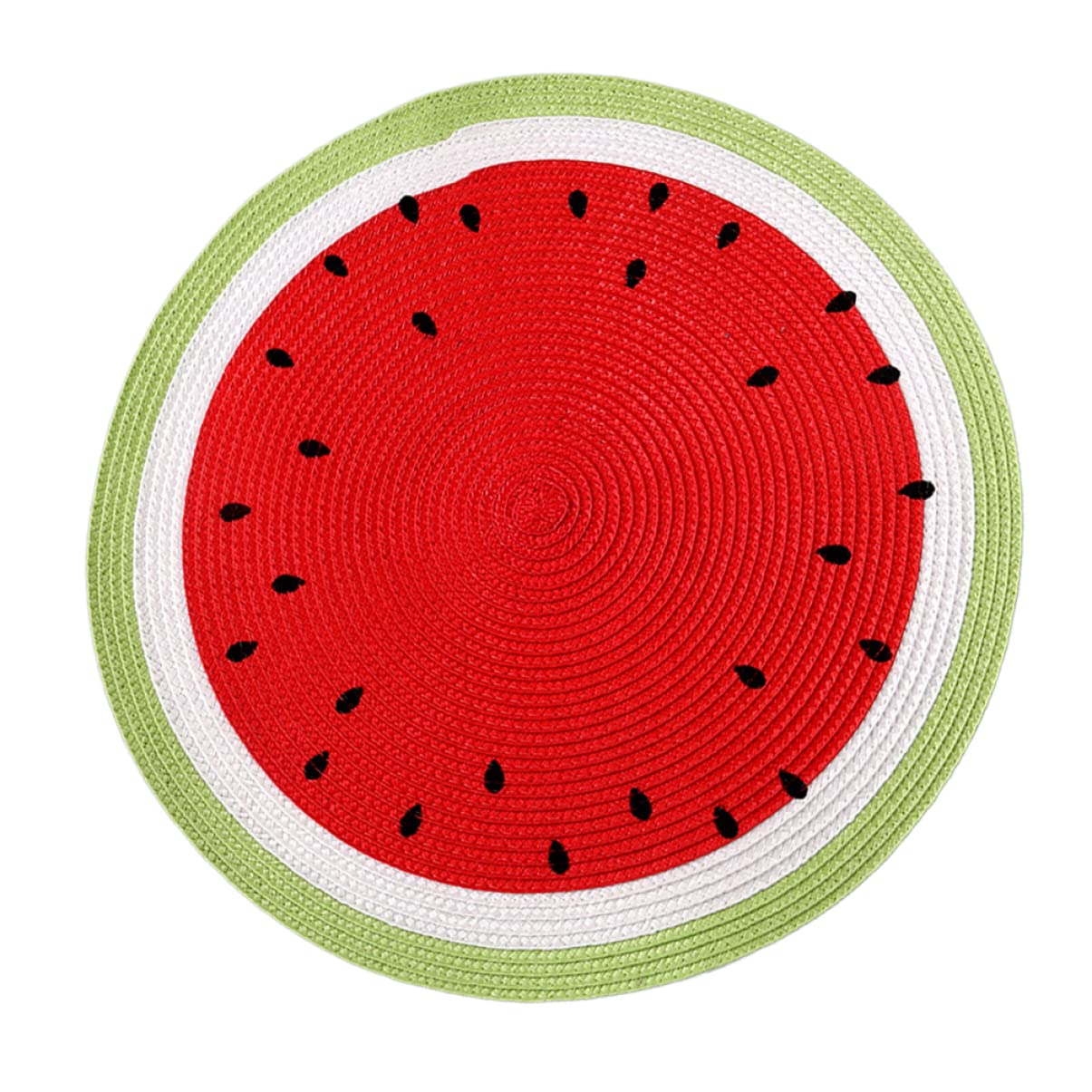 BESTonZON Watermelon Print Woven Round Placemats - 15 Inch Non-Slip Table Mats for Dining, Kitchen Decor & Party Tableware - Perfect for Summer BBQs, Picnics and Home Decoration