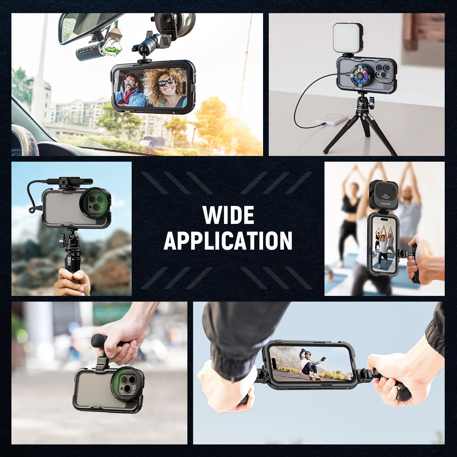 NEEWER PA043/PA044+PA045B 2nd Gen iPhone 15 Pro/Pro Max Camera Cage - Professional Aluminum Alloy Rig for Video & Photography - Perfect for Vlogging, Filmmaking, and Content Creation