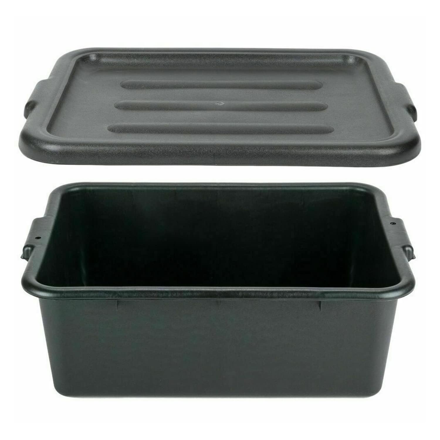 6-Pack Black Commercial Bus Tubs with Lids - 20
