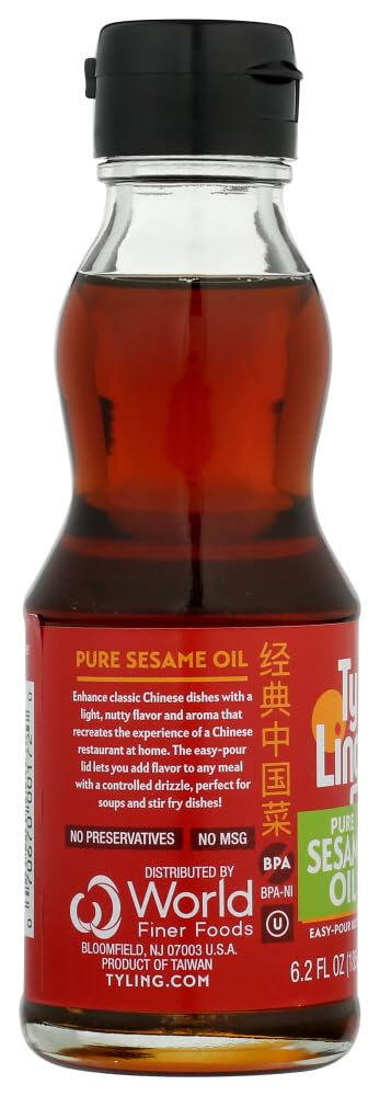 Premium Ty Ling Pure Sesame Oil - Cold Pressed, 100% Natural, Rich Flavor for Asian Cooking, Stir Fry, Salad Dressing & Marinades