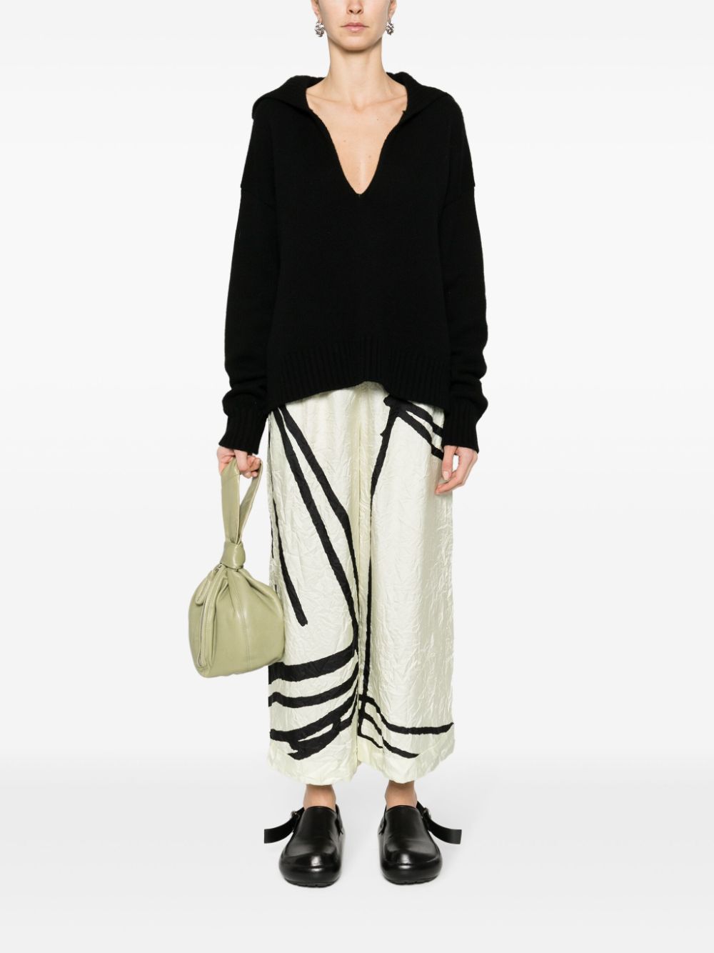 Daniela Gregis Women's Ivory Trousers - High Waisted Wide Leg Pants for Office, Casual & Travel Outfits