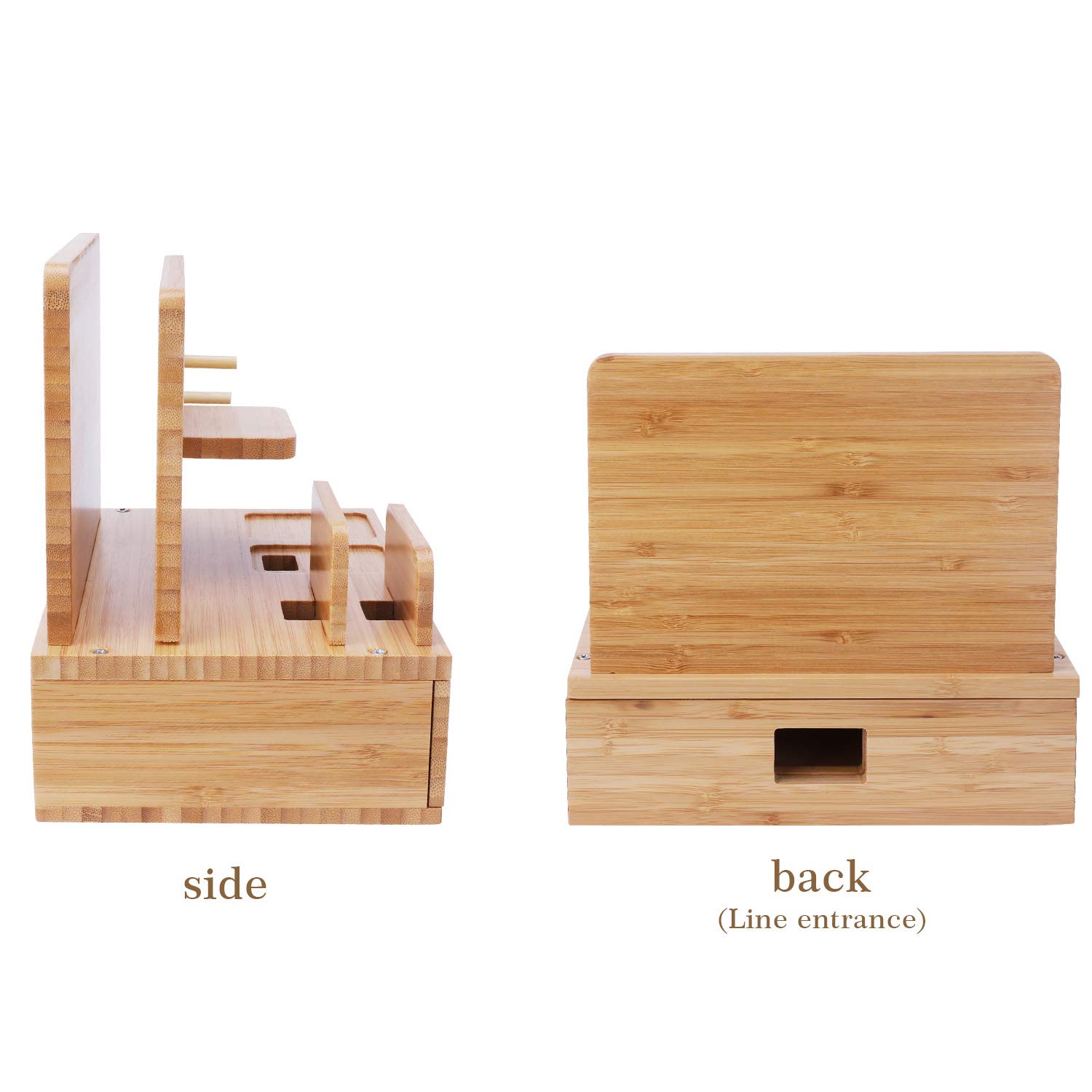 iCozzier Bamboo Multi-Device Charging Station & Organizer - Universal Dock for Apple Watch, AirPods, iPhone, iPad, Tablets & Kindle - Compact Desktop Storage with Drawer for Keys & Accessories - Perfect for Home, Office & Travel Organization