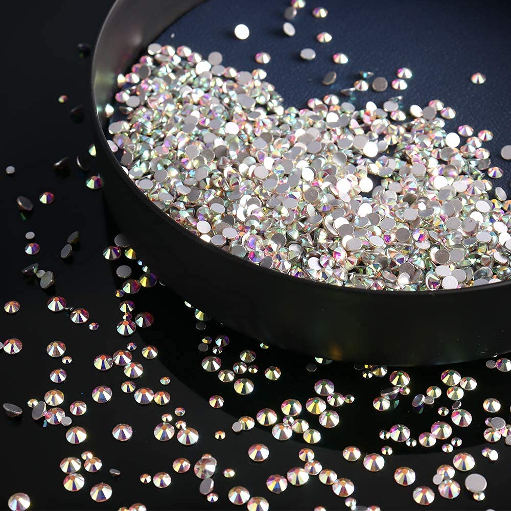 1440PCS SS12 Round AB Crystal Rhinestones - Flatback Rhinestone Gems for DIY Crafts, Clothing, Shoes, Accessories & Nail Art | Shiny Decorative Stones for Sandals, Belts, Headbands, Masks, Purses & Ribbons
