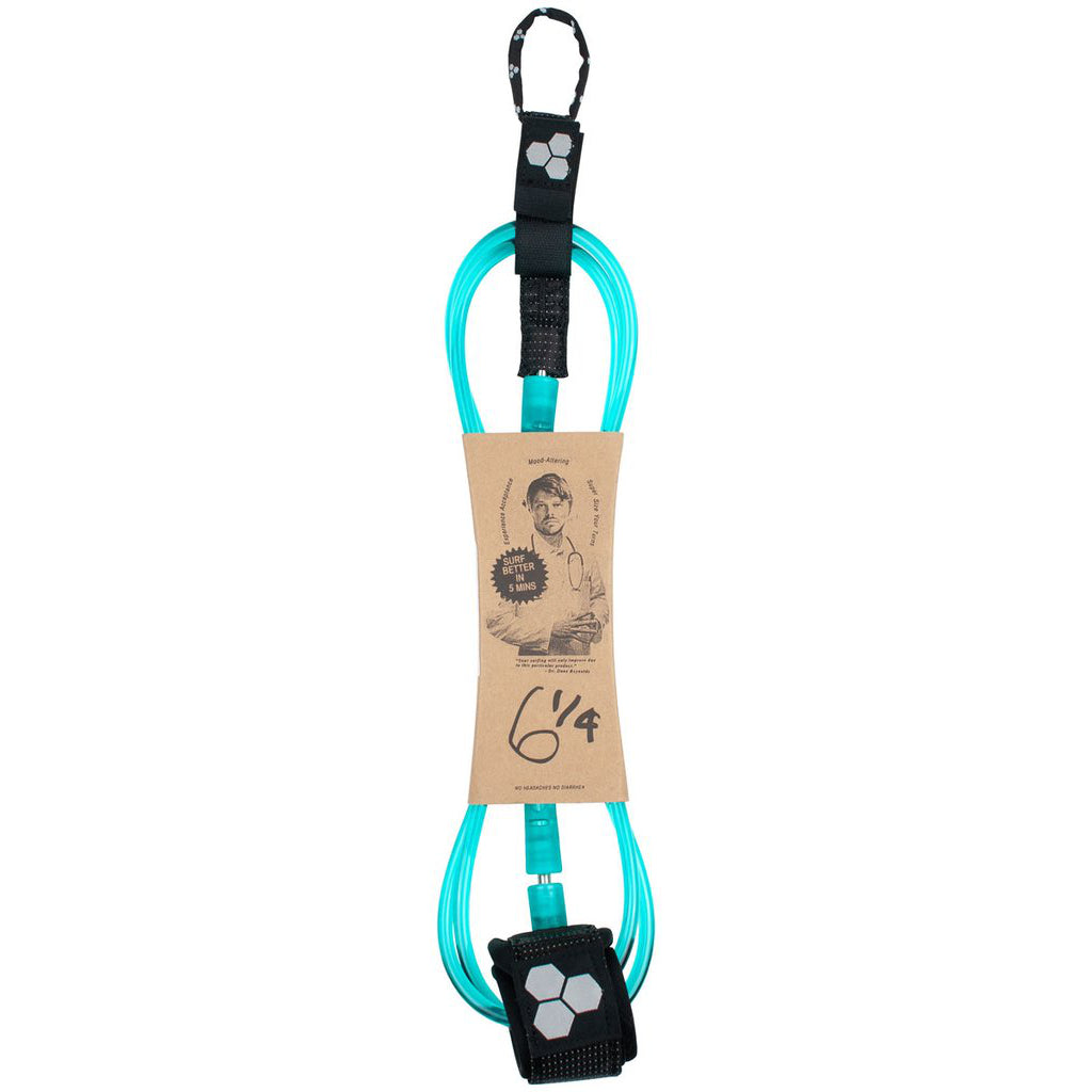 Dane Reynolds Standard Clear Turquoise Surfboard Leash - 6'1/4