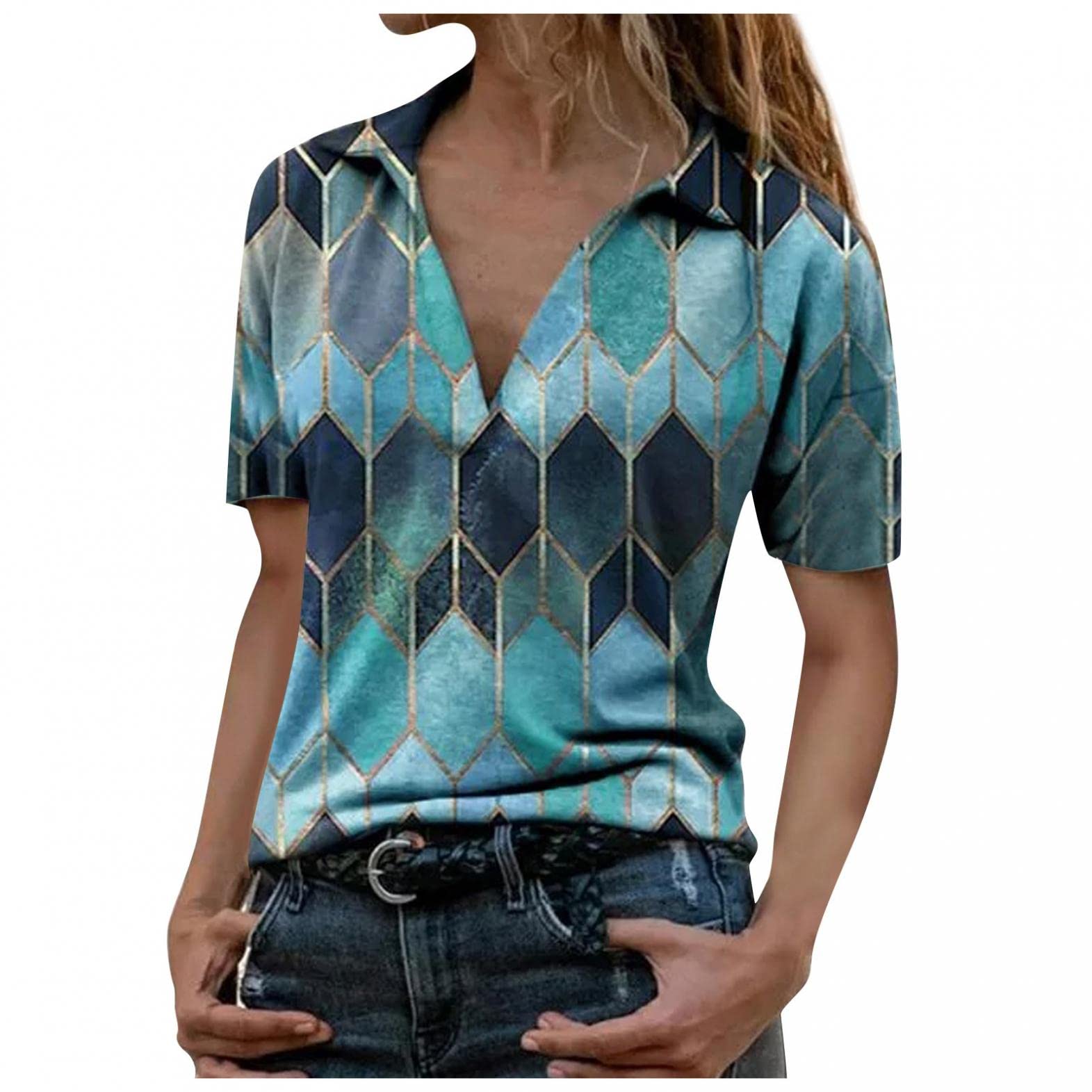 Women's Casual Tops - Loose Fit Button Down Short Sleeve T-Shirts & Blouses | Comfortable Pullover Henley Shirts for Everyday Wear, Work & Weekend Outfits