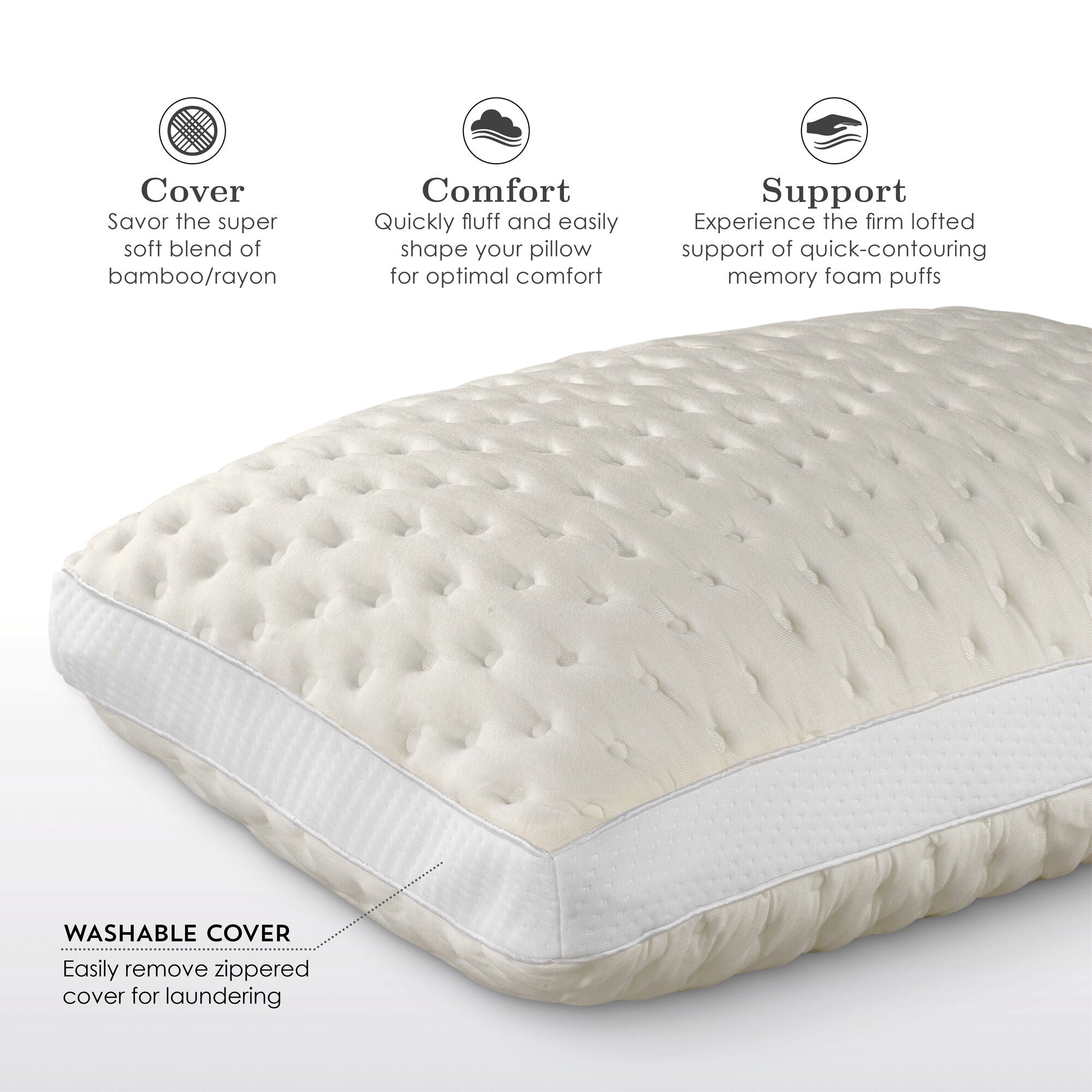 Premium Bamboo Soft Pillow - Hypoallergenic & Breathable for Side, Back & Stomach Sleepers - Perfect for Home, Office & Travel Use