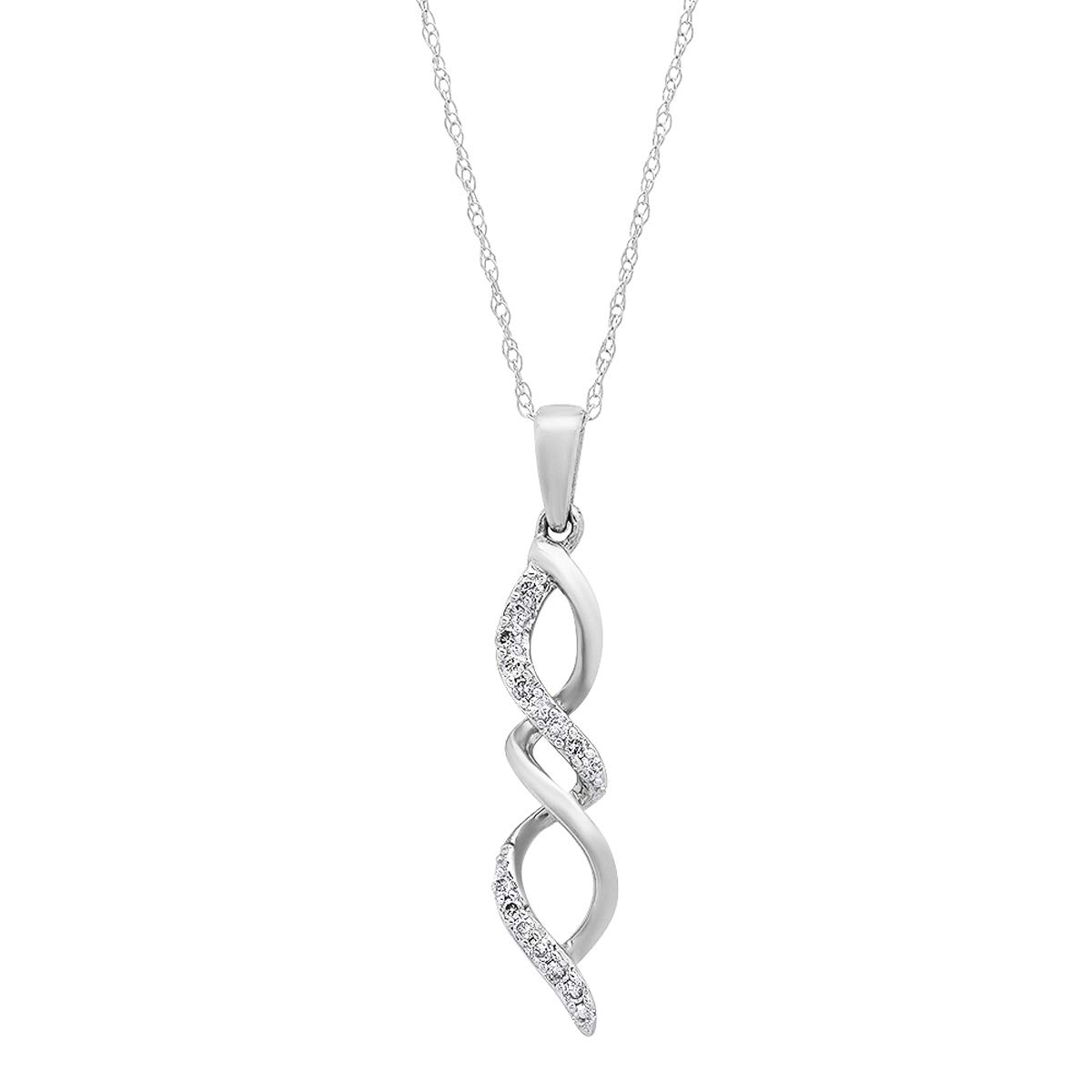 0.1 Carat Round White Diamond Women's Infinity Swirl Pendant Necklace - 14K Gold Chain Included - Elegant Gift for Anniversary, Valentine's Day & Special Occasions