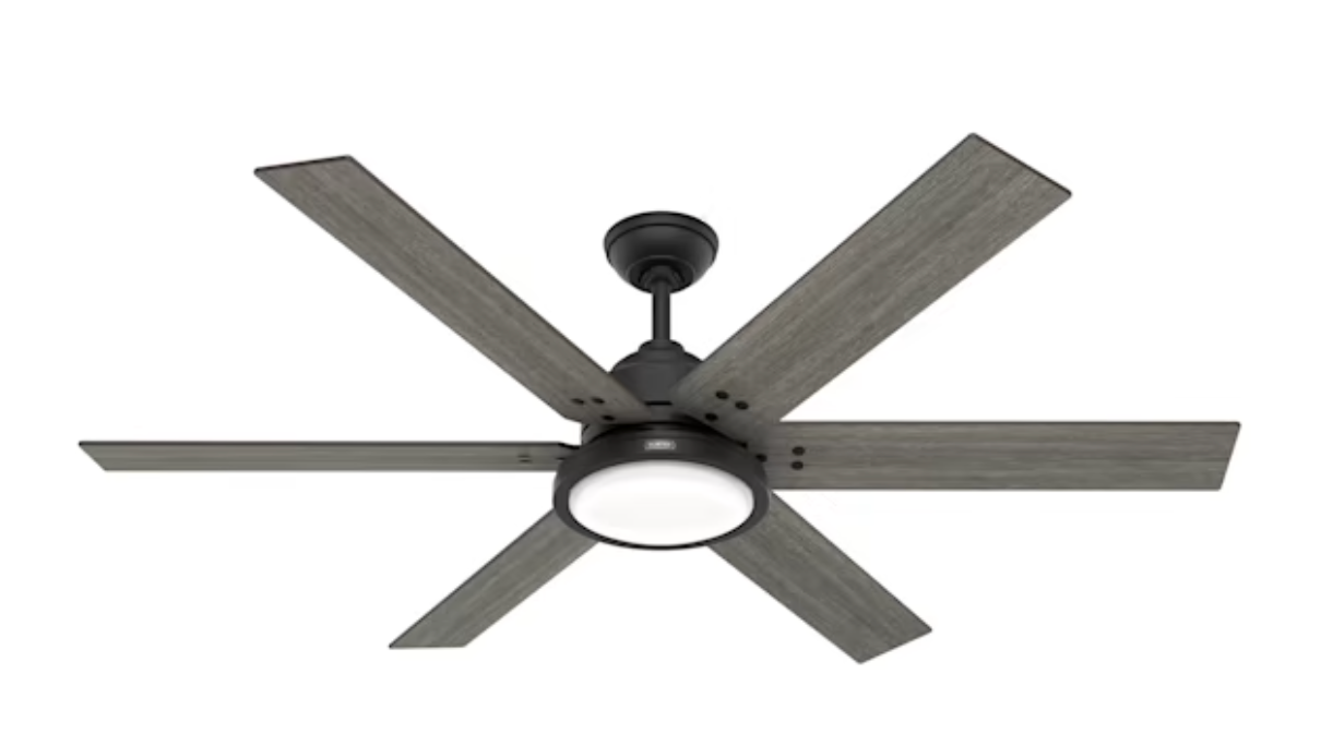 Warner 60 Inch Black Ceiling Fan with Remote Control - Energy Efficient Indoor Cooling for Living Room, Bedroom, and Patio