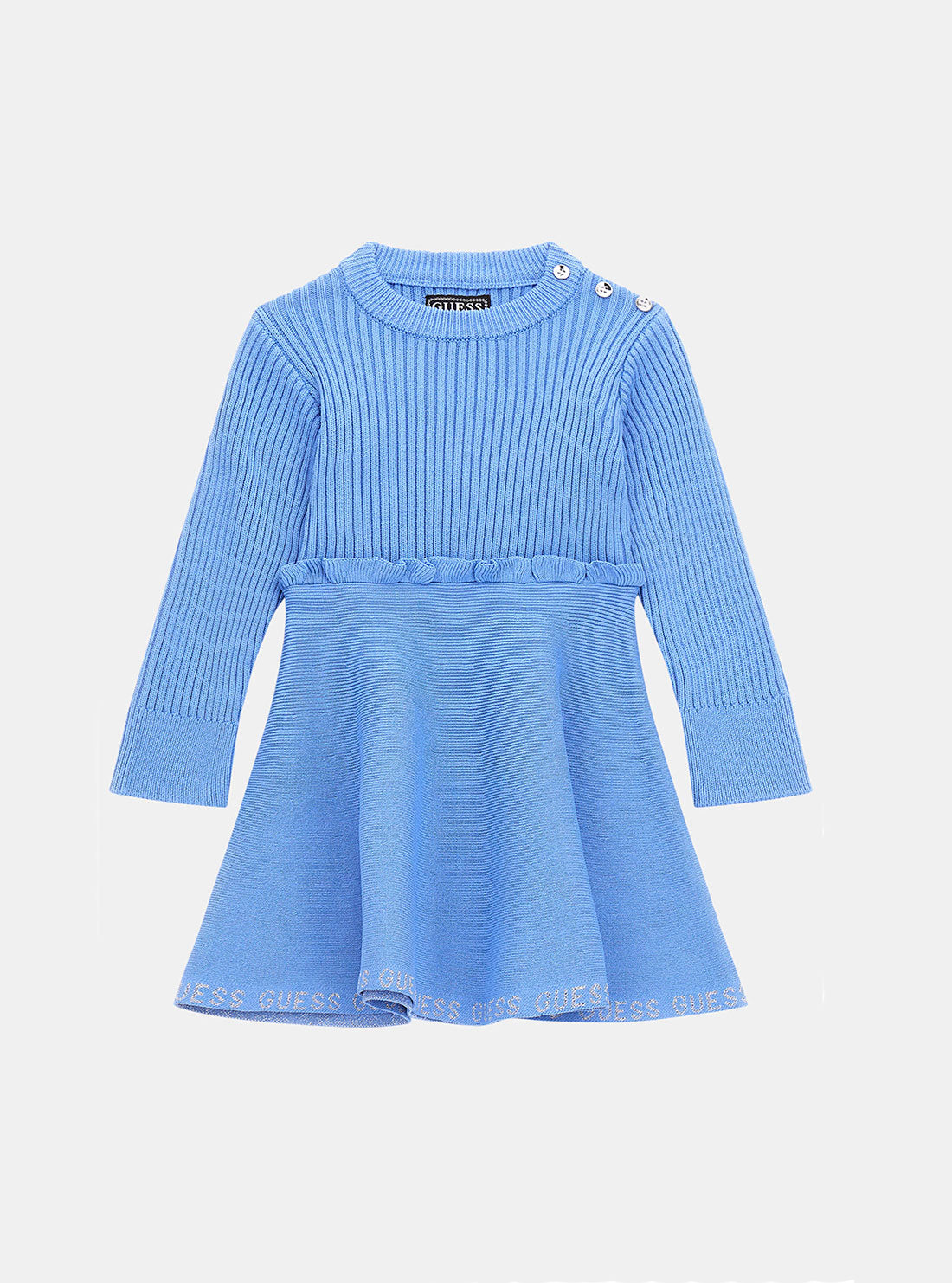 Blue Long Sleeve Knit Dress for Women - Soft Stretchy Comfortable Casual Midi Dress (Size 2-7) - Perfect for Office, Date Night and Fall Season Outfits