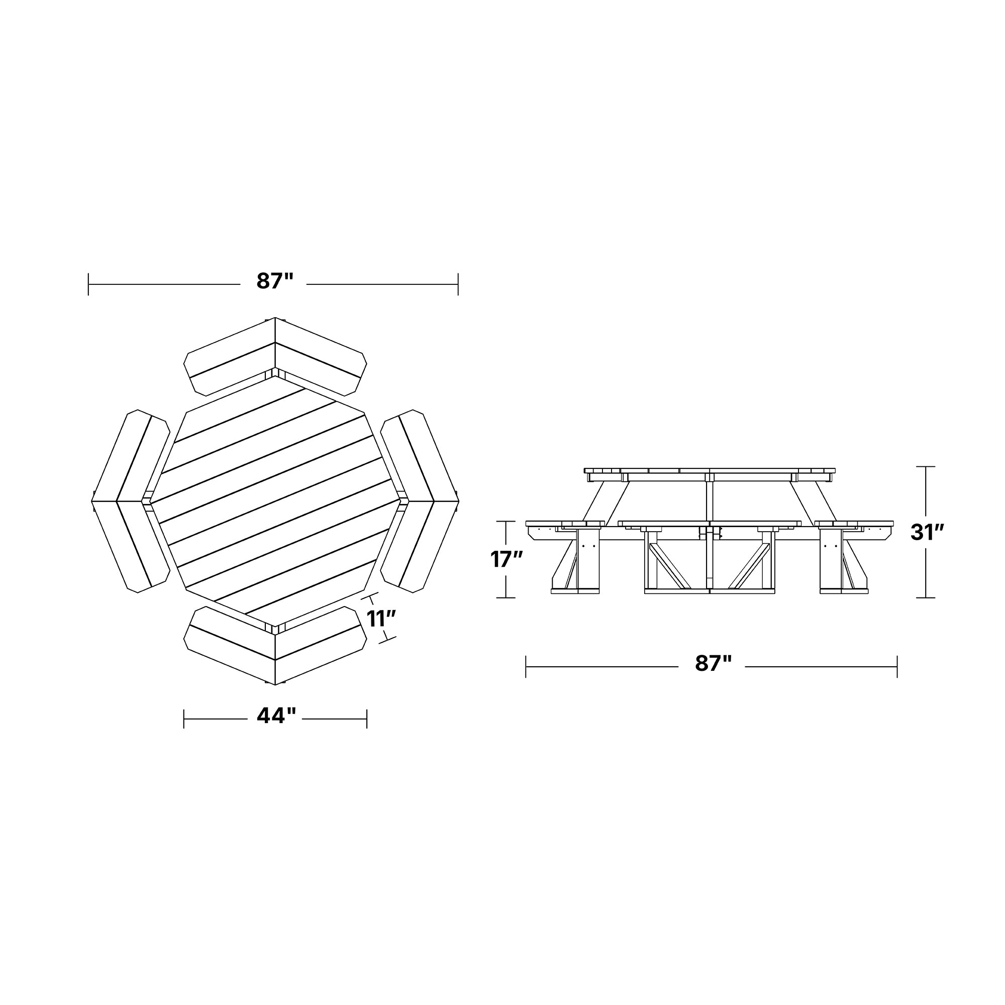 Heritage Octagon Picnic Table - 8-Person Outdoor Dining Set for Backyard, Patio, Garden, Park & Camping - Durable All-Weather Wooden Picnic Bench