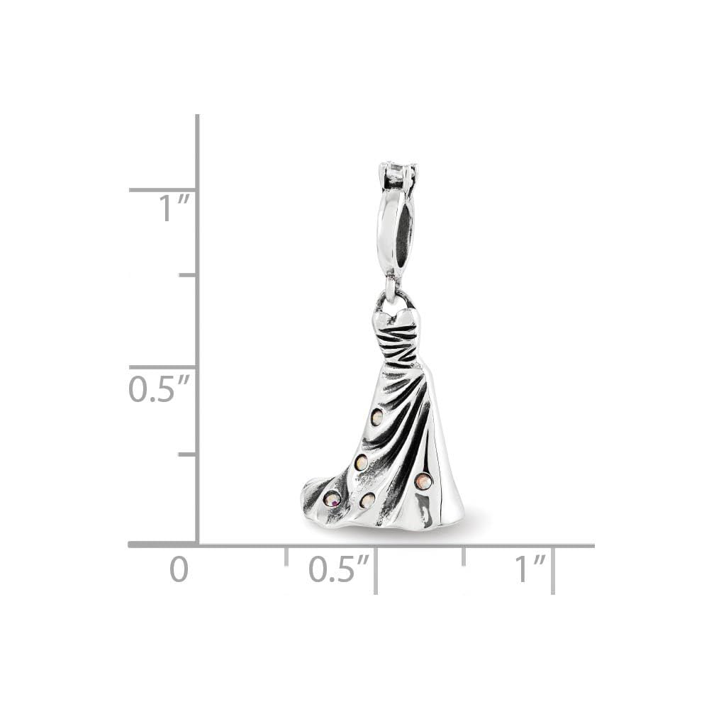 Black Crystal Bow Sterling Silver Charm for Wedding Dress & Jewelry Making