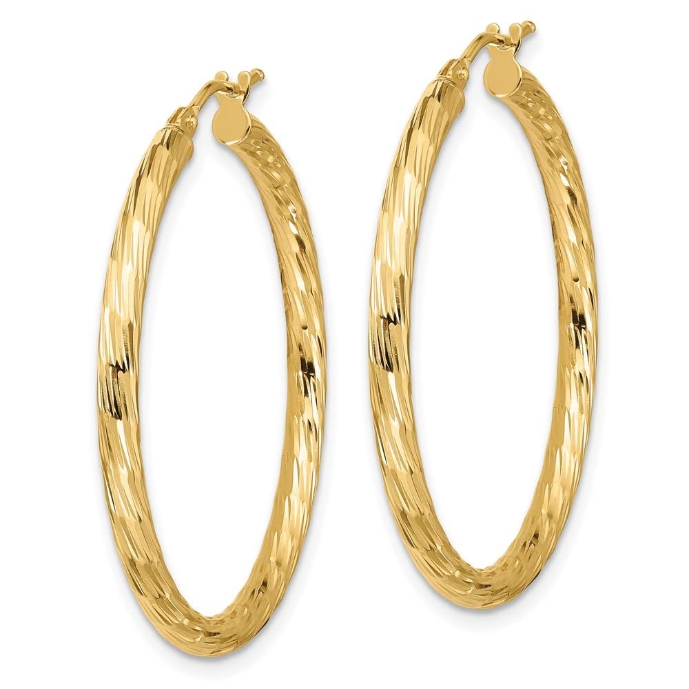 14K Gold Polished Diamond Cut Hoop Earrings for Women - Elegant Fine Jewelry Gift for Anniversary, Wedding & Everyday Wear | Diamond2Deal