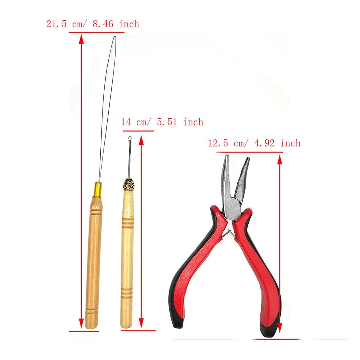 Professional Hair Extension Kit with Pliers, Pulling Hook & 500 Beige Silicone Lined Micro Rings - Essential Tools for Salon Stylists & DIY Hair Extensions at Home