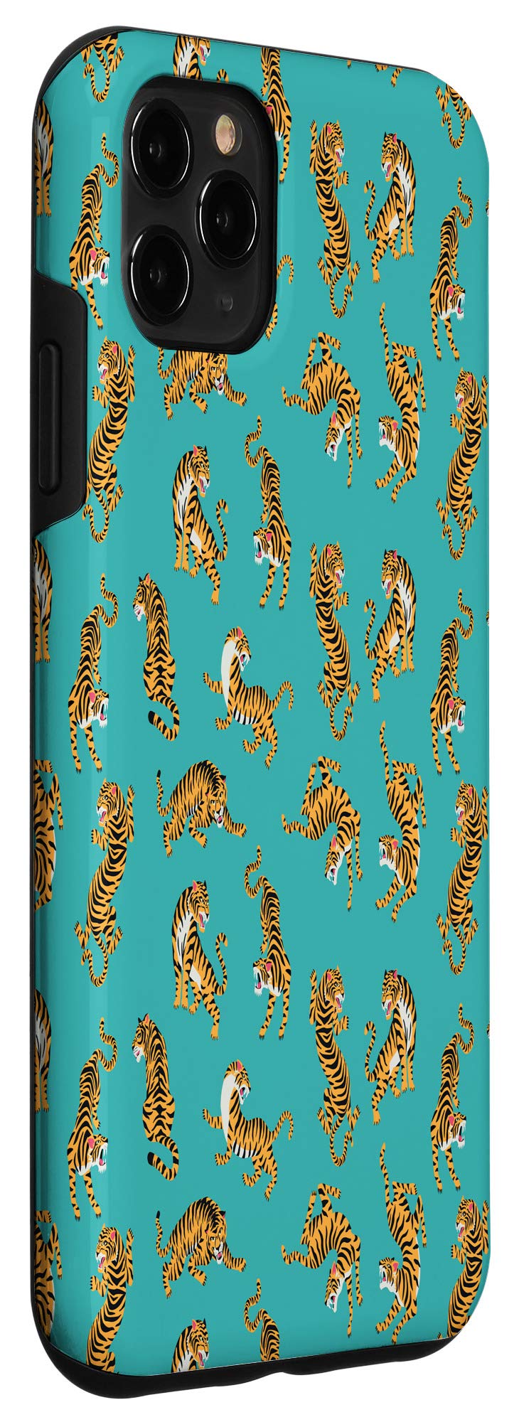 iPhone 11 Pro Max Case - Premium Tiger Print Asian Animal Lover Phone Cover with Striped Design on Blue Background - Perfect for Wildlife Enthusiasts & Nature Lovers