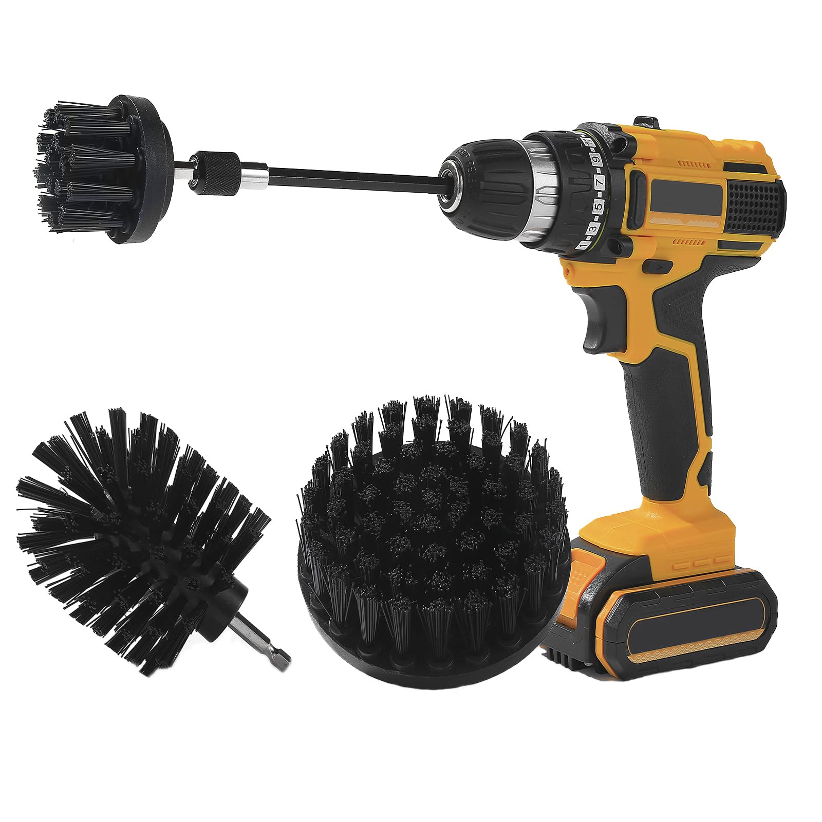 Homblu 4 Pack Drill Brush Set - Power Scrubber Cleaning Brushes for Grout, Tile, Bathroom & Kitchen - All Purpose Drill Scrub Brushes Kit for Floors, Tubs, Showers & Hard Surfaces (Black) - Perfect for Deep Cleaning & Stain Removal