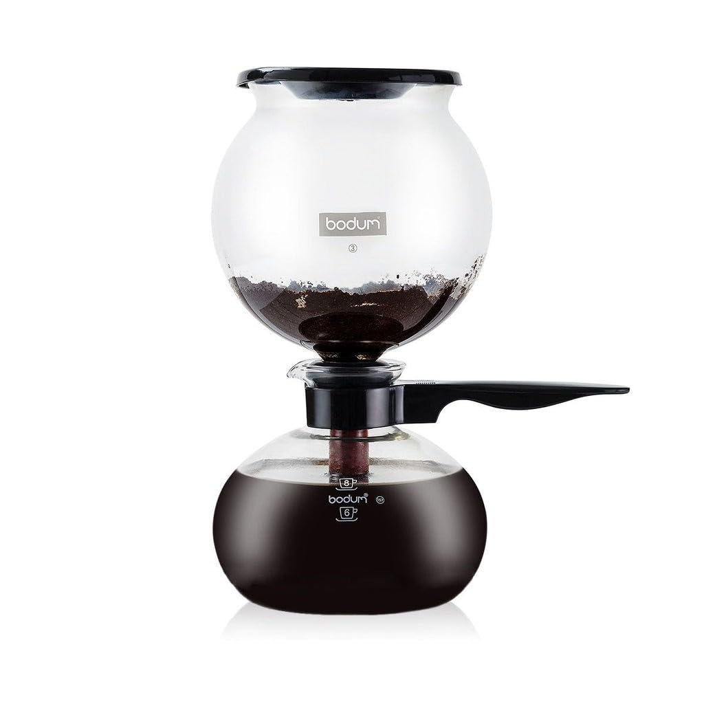 Bodum Pebo 34 oz Vacuum Insulated Coffee Maker - Heat Resistant Borosilicate Glass, Black - Perfect for Home Brewing, Office Use & Camping