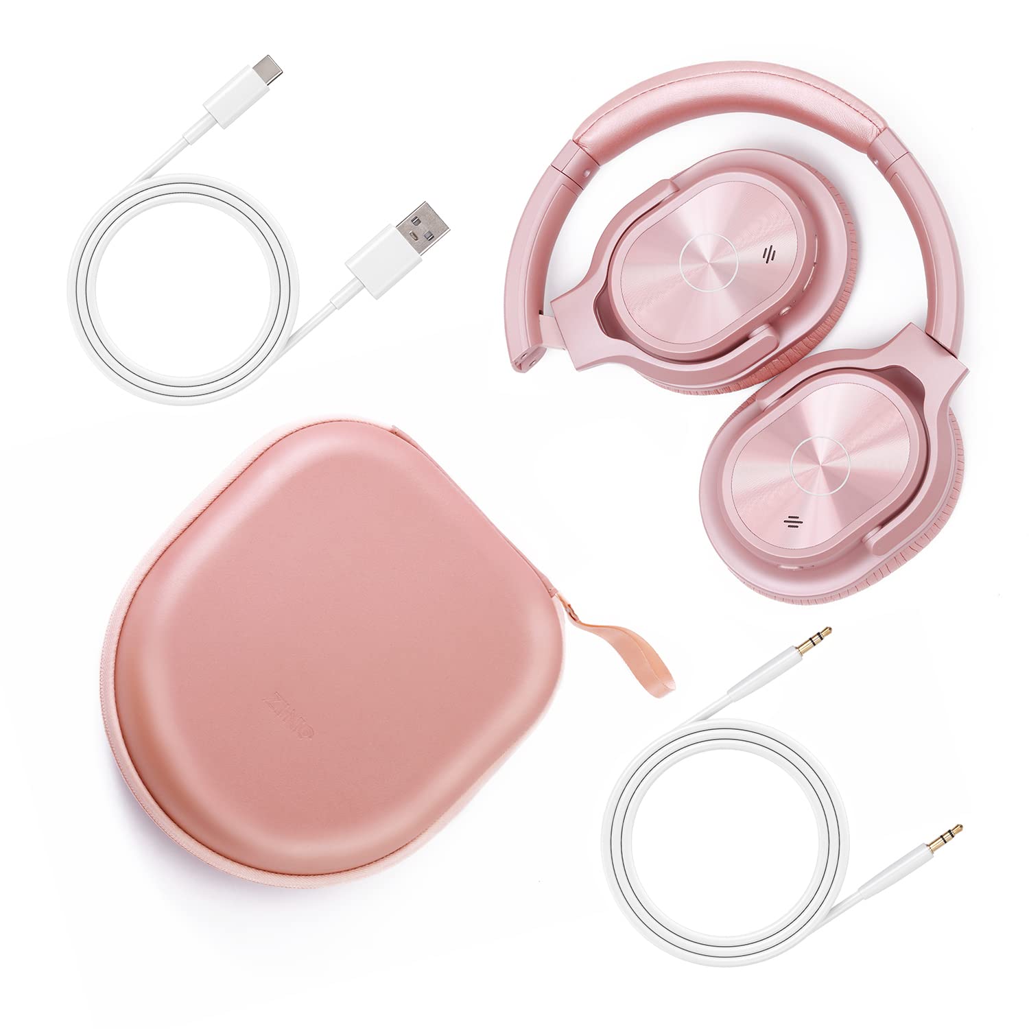 ZIHNIC 2-Pack Rose Gold Active Noise Cancelling Wireless Headphones & Black Bluetooth Headset Bundle - Perfect for Travel, Work, and Gym Use