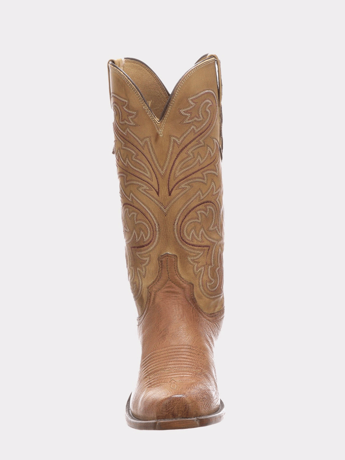 Lucchese N1160.74 Men's Nathan Smooth Ostrich Leather Cowboy Boots in Barnwood - Western Style Riding Boots for Country Music Festivals & Rodeo Events