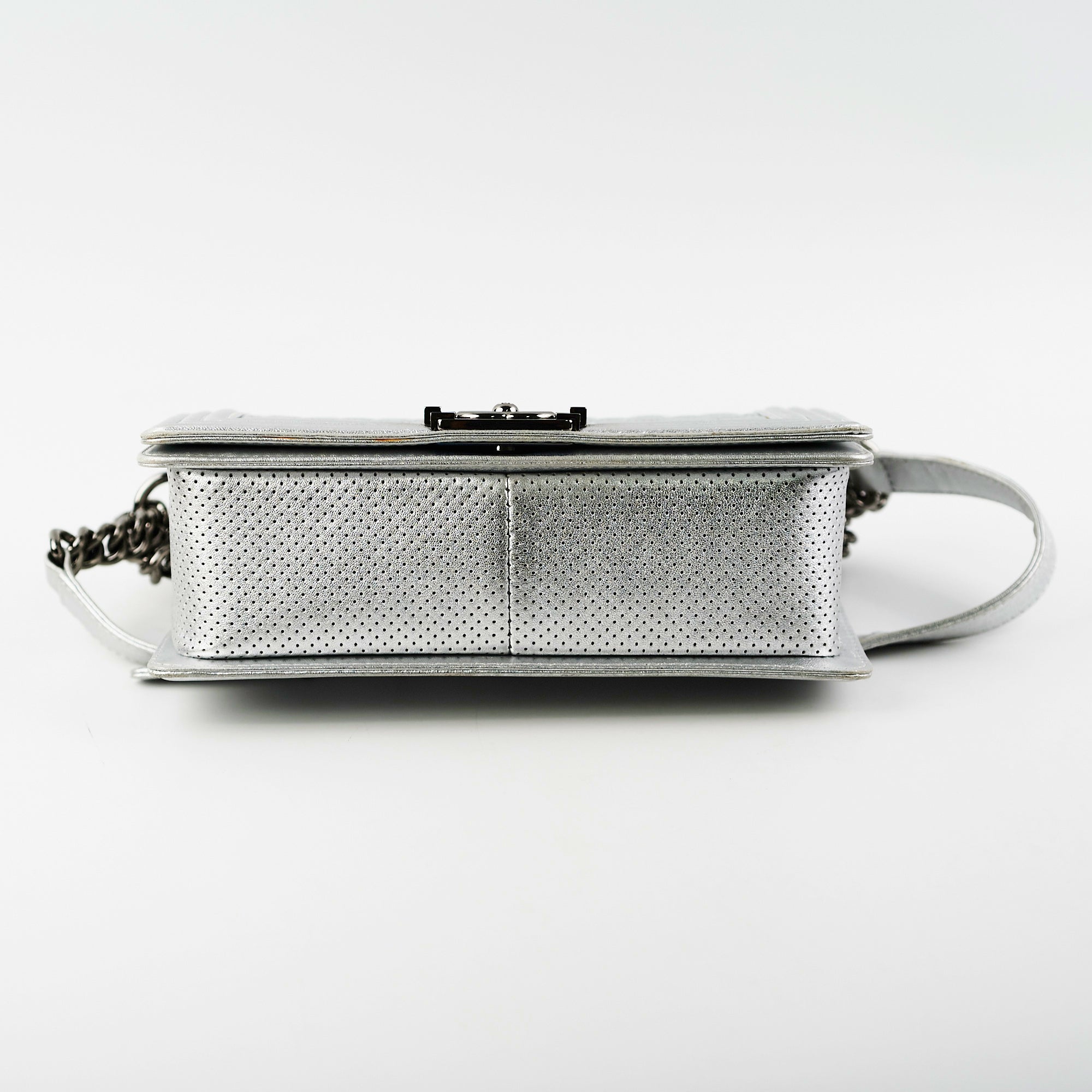 Authentic Chanel Old Medium Boy Bag in Silver - Luxury Crossbody Handbag for Women, Perfect for Evening Parties & Special Occasions
