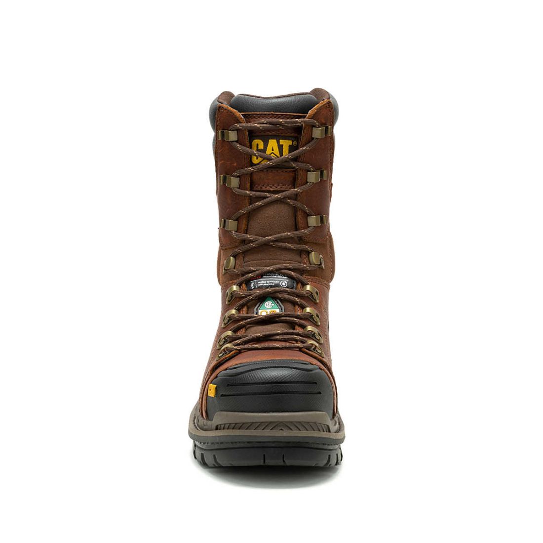 CAT Hauler XL Men's 8 Composite Toe Work Boots - Safety Steel Toe Work Shoes for Construction & Warehouse - Waterproof Brown Leather Boots for Heavy Duty Work & Outdoor Jobs