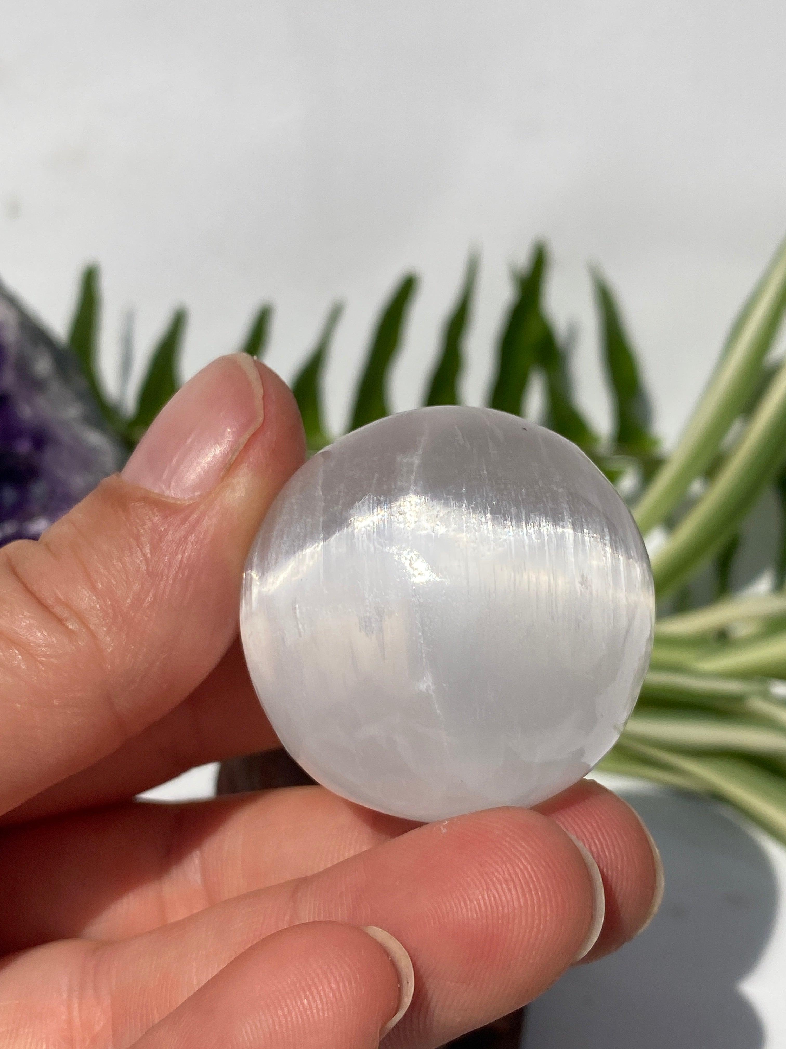 35mm Selenite Crystal Sphere - Natural Healing Stone for Meditation, Reiki, and Home Decor | Perfect for Energy Cleansing & Spiritual Practices