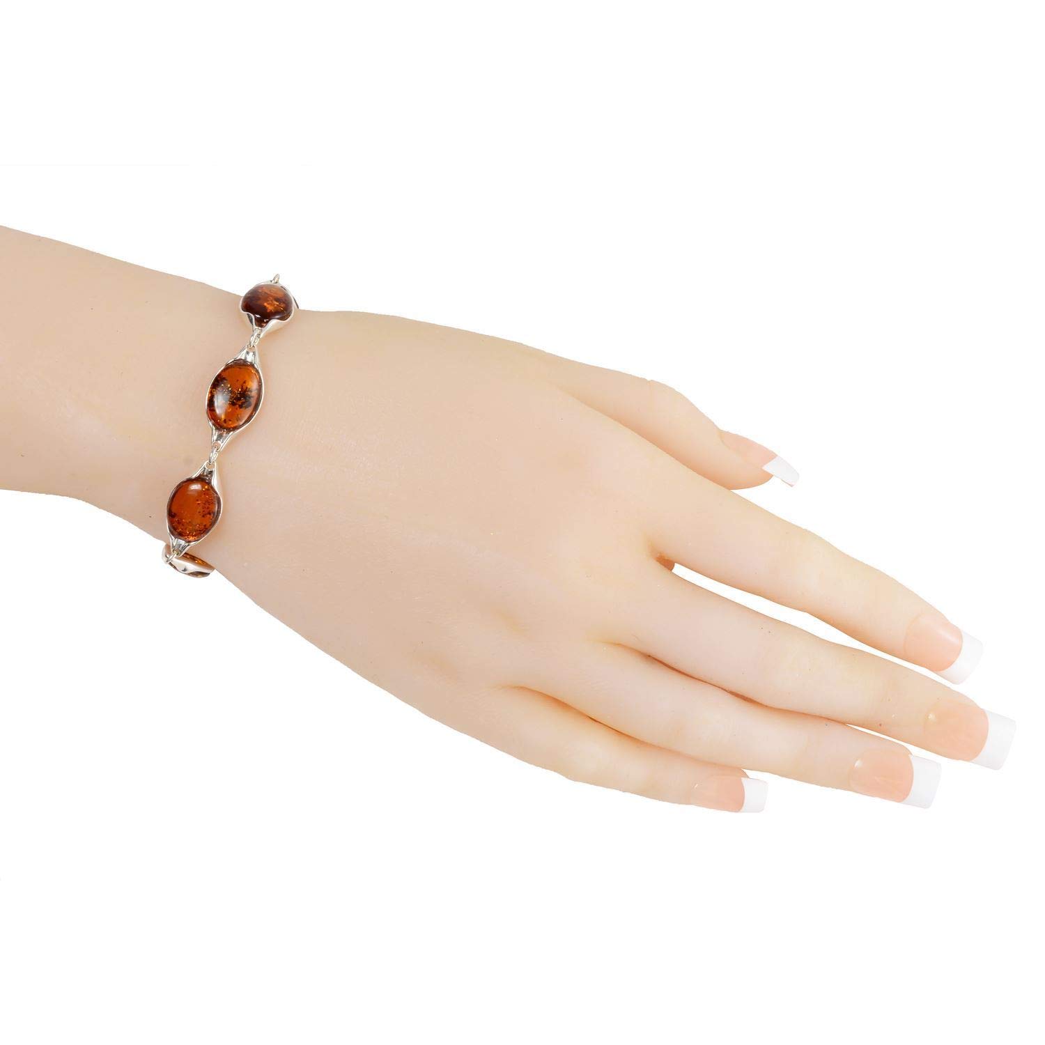 Genuine Baltic Amber Bracelet for Women - Sterling Silver Honey Amber Jewelry, Adjustable Adult Amber Bracelet | Perfect for Holiday Gifts, Wellness & Fashion Accessories