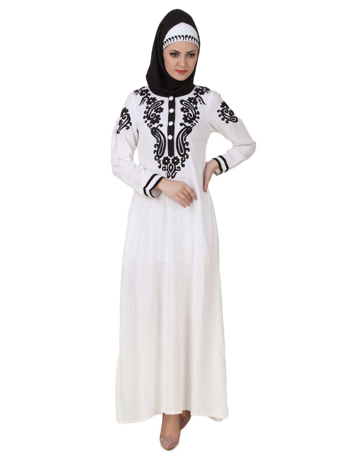 Elegant White Abaya Dress for Women - Modest Islamic Prayer Gown - Perfect for Mosque, Eid, and Special Occasions