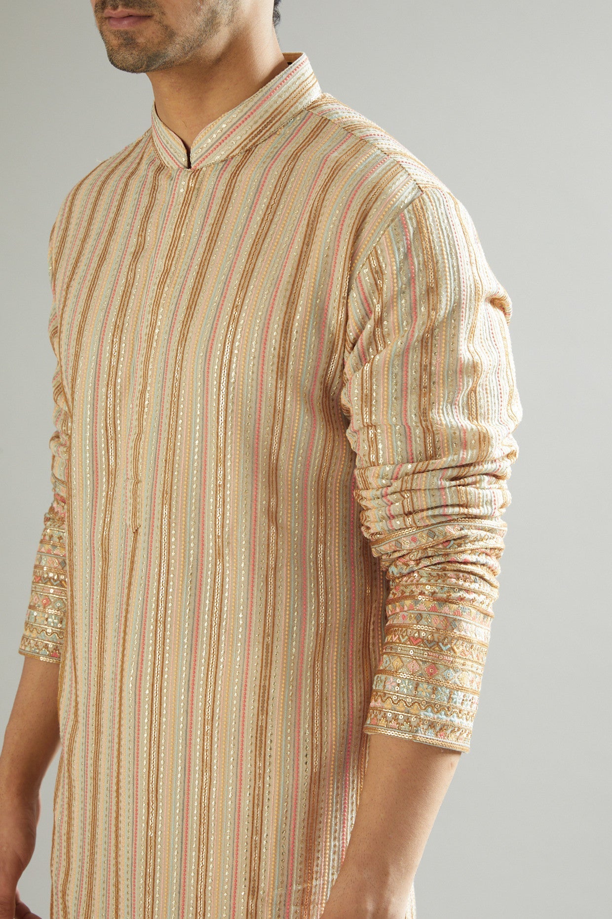 Elegant Nude Thread Embroidered Kurta for Women | Traditional Indian Ethnic Wear | Perfect for Festivals, Weddings & Casual Outings