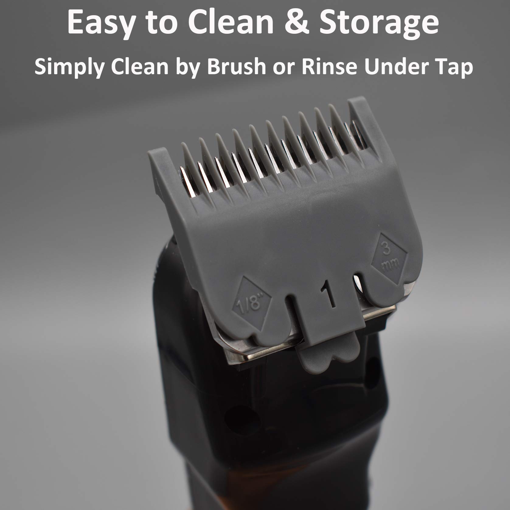 Professional Hair Clipper Attachment Combs - Color Coded Cutting Guides (1/8