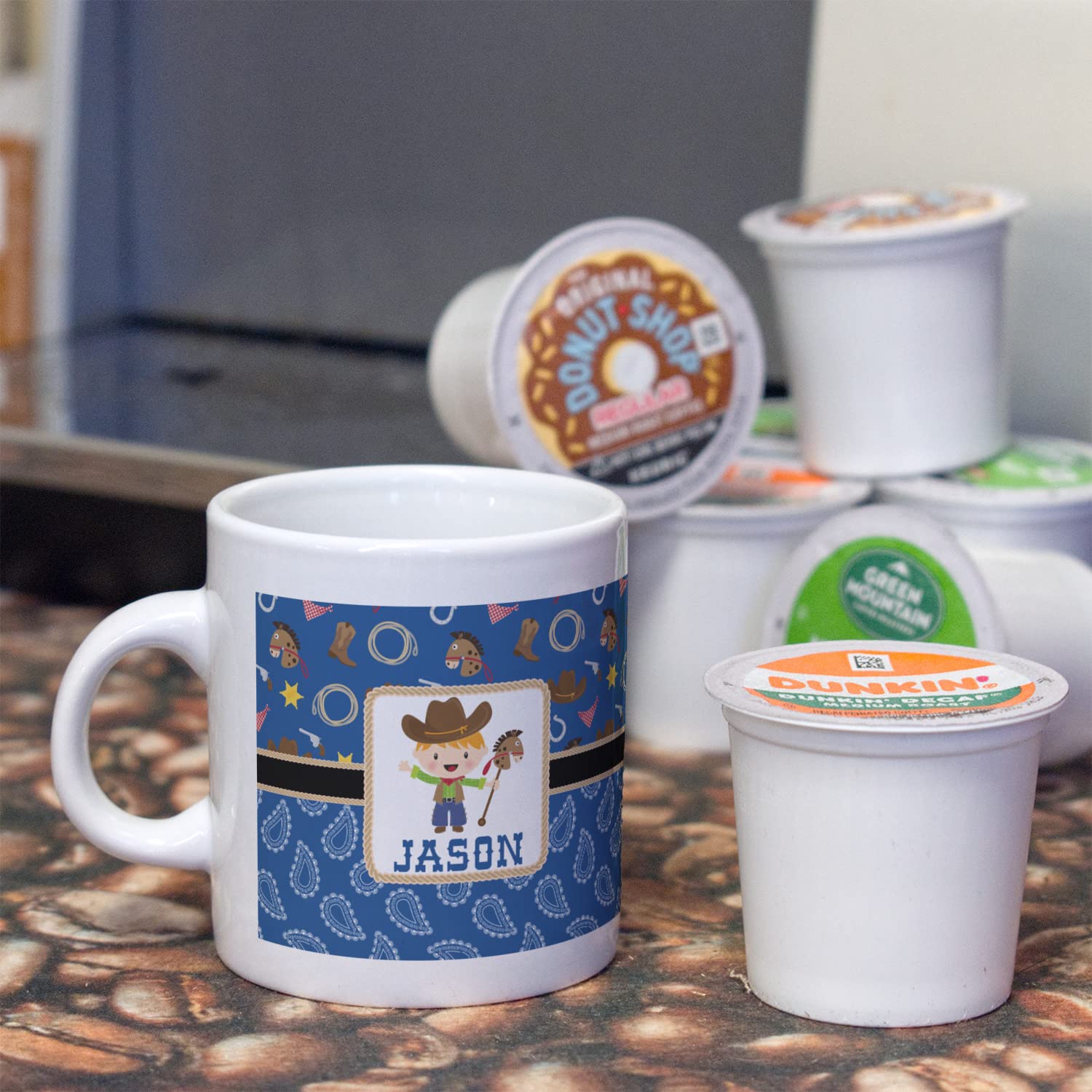 Personalized Blue Western Single Shot Espresso Cups - Set of 4 Handcrafted Ceramic Coffee Mugs for Home, Cafe & Gifts | Perfect for Espresso, Cappuccino & Latte Lovers