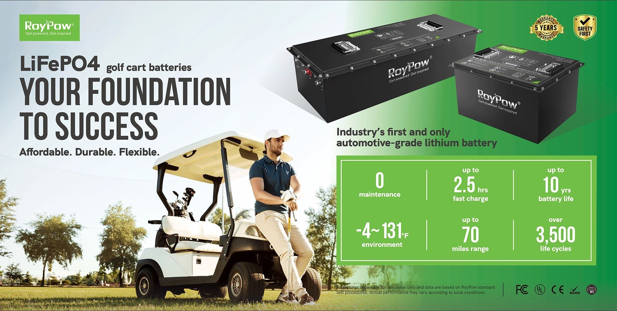 RoyPow 36V 100Ah S38105 Lithium Golf Cart Battery - Long Lasting Power for Golf Carts, Electric Vehicles & Off-Grid Applications
