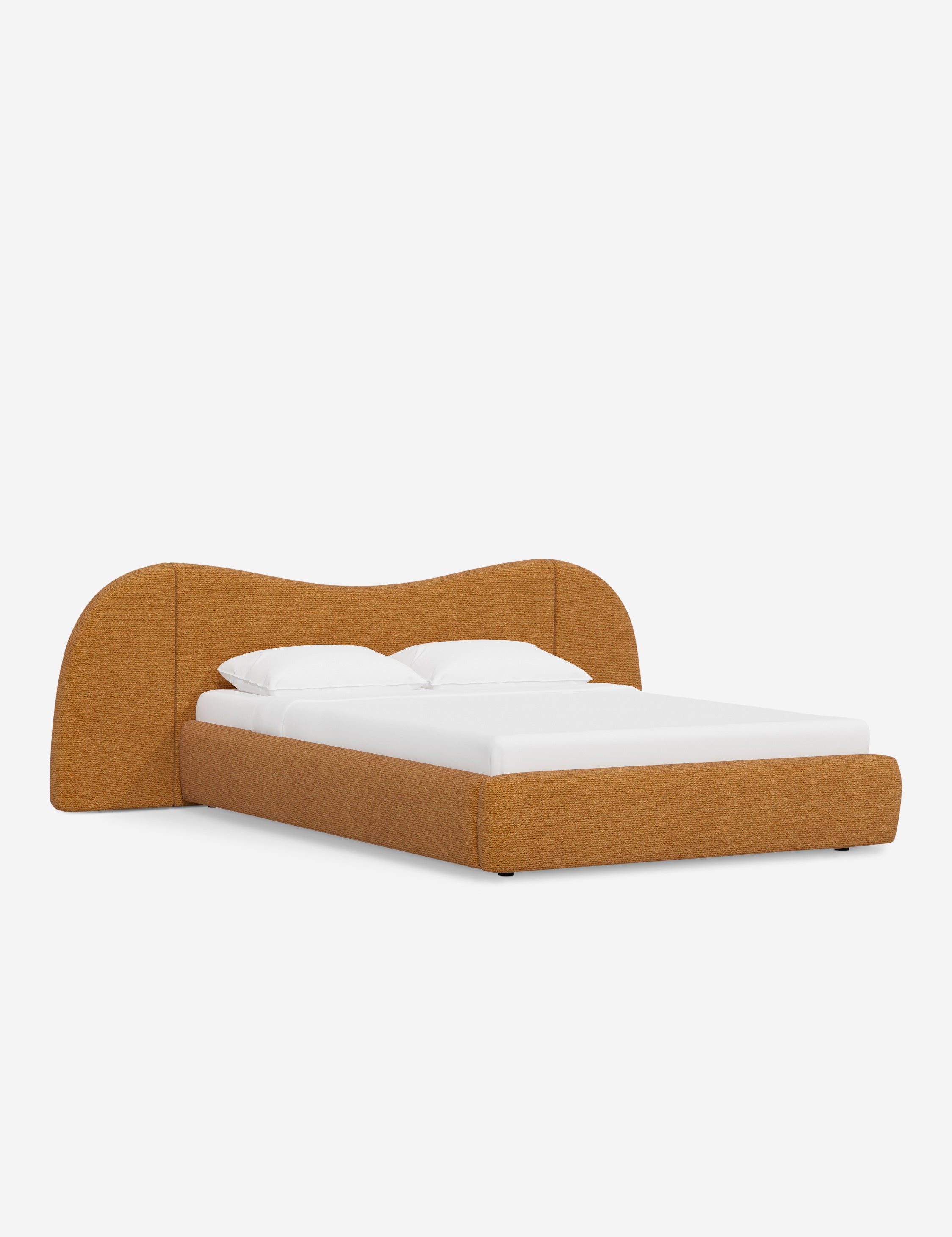 Sarah Sherman Samuel Gladys Extended Headboard Platform Bed - Modern Wooden Bed Frame with Upholstered Headboard for Bedroom, Guest Room, or Master Suite